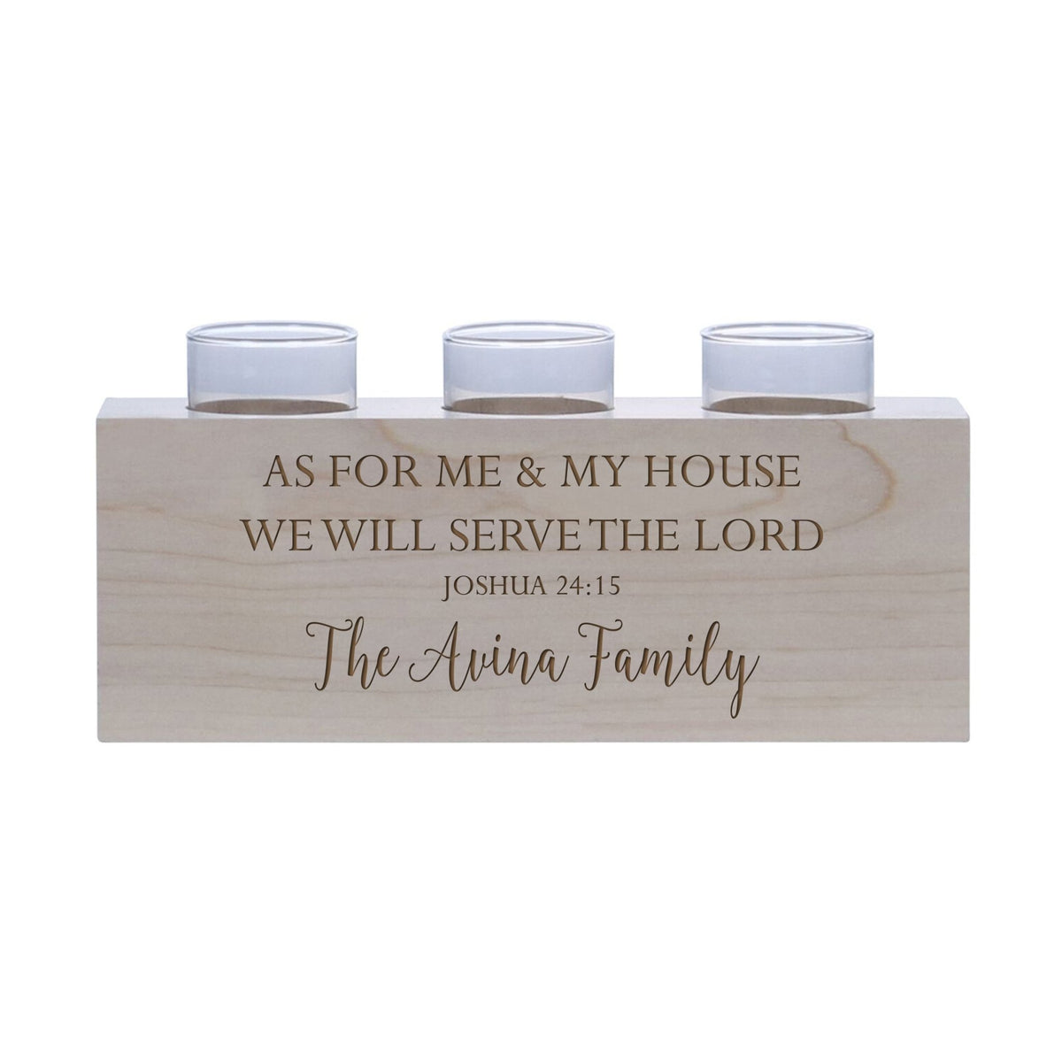 Personalized Handcrafted Scriptural Maple Candle Holder - As For Me - LifeSong Milestones