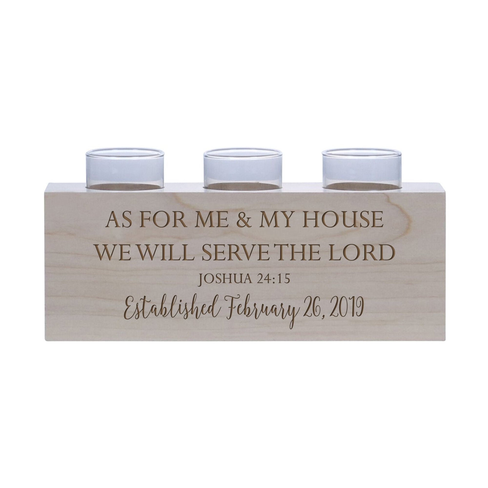 Personalized Handcrafted Scriptural Maple Candle Holder - As For Me - LifeSong Milestones