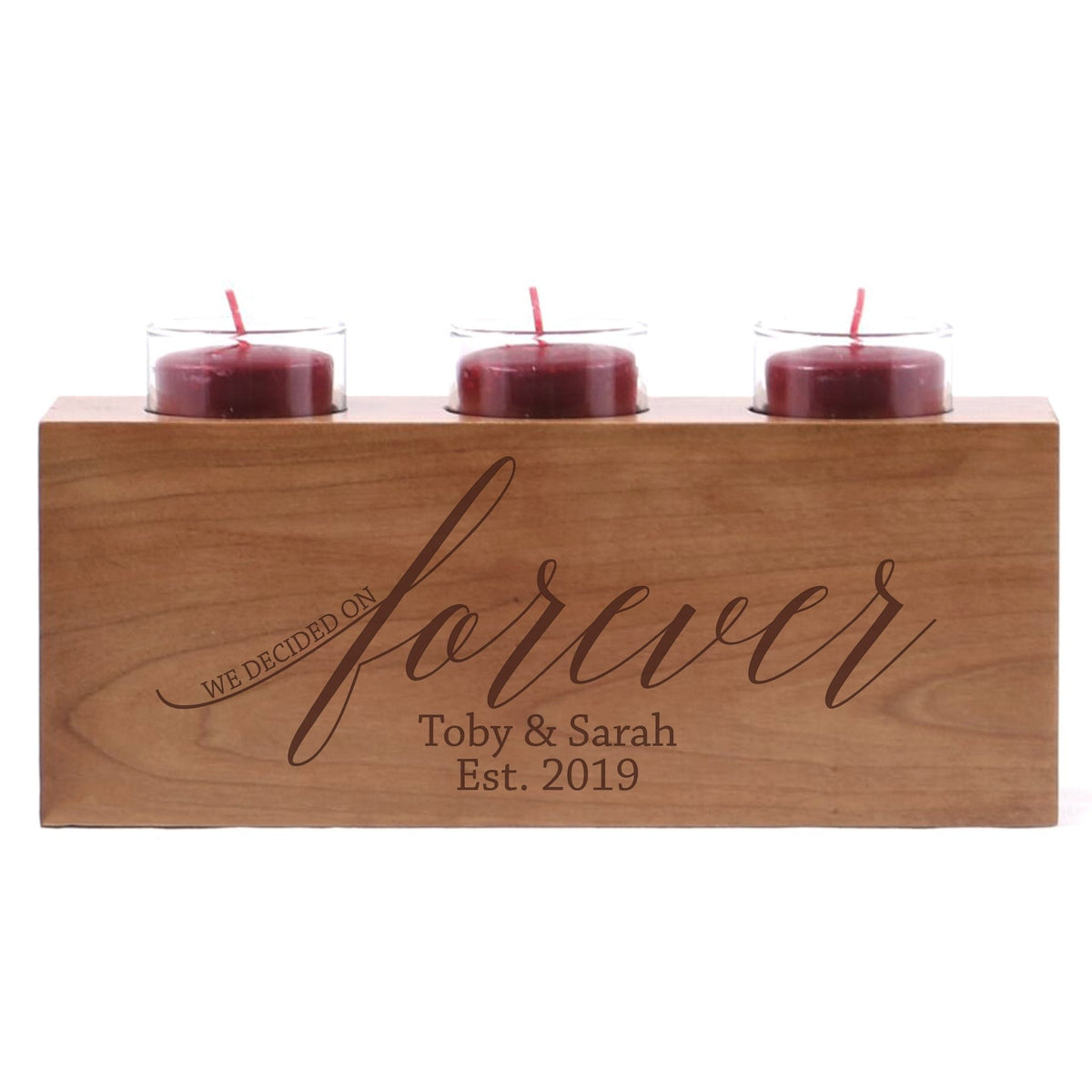 Personalized Handcrafted Wedding Cherry Candle Holder - Forever - LifeSong Milestones