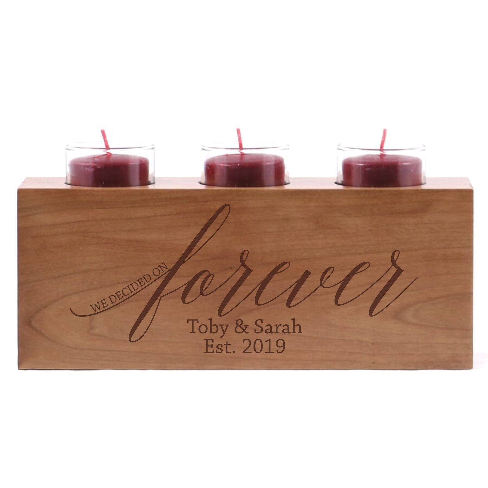 Personalized Handcrafted Wedding Cherry Candle Holder - Forever - LifeSong Milestones