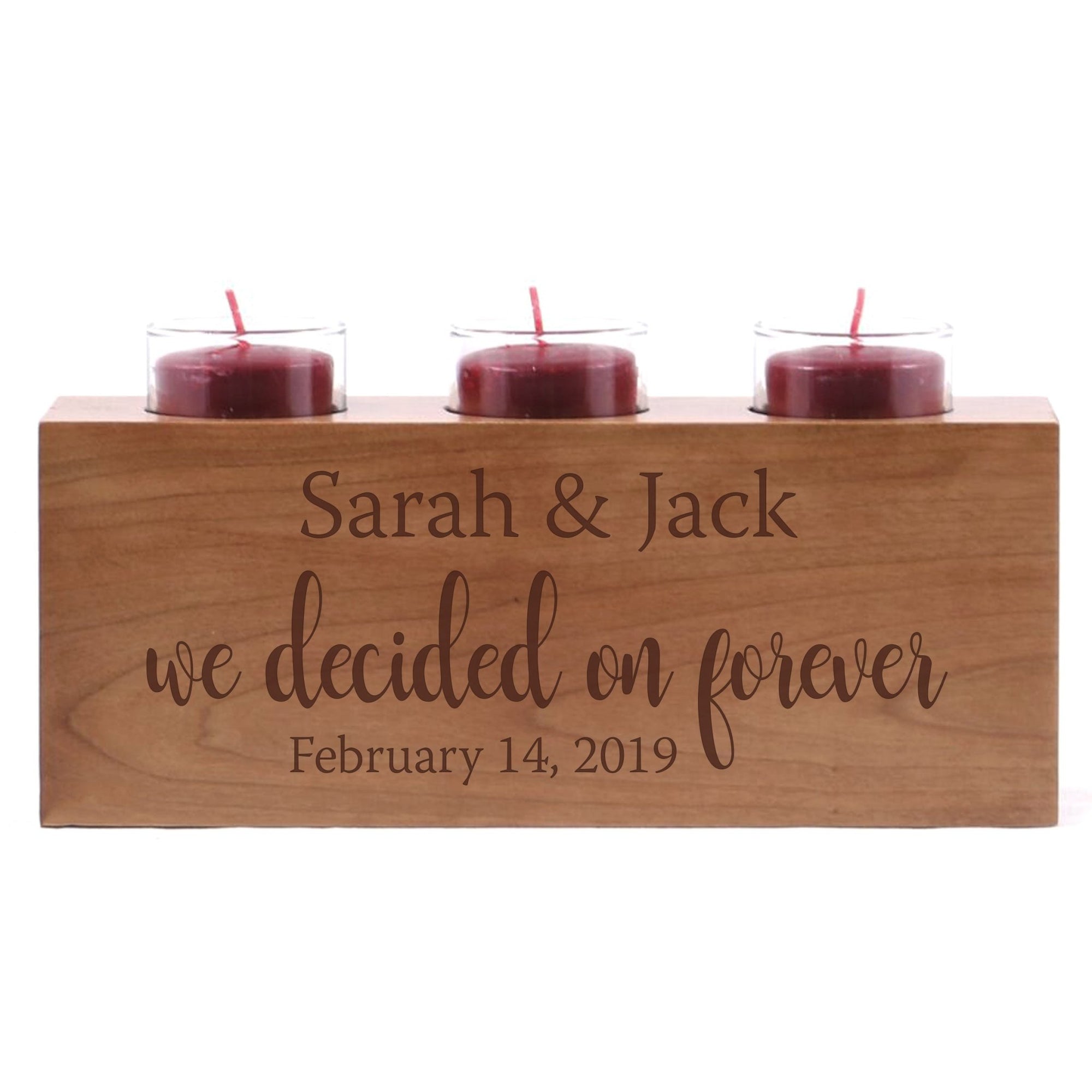 Personalized Handcrafted Wedding Cherry Candle Holder - We Decided - LifeSong Milestones