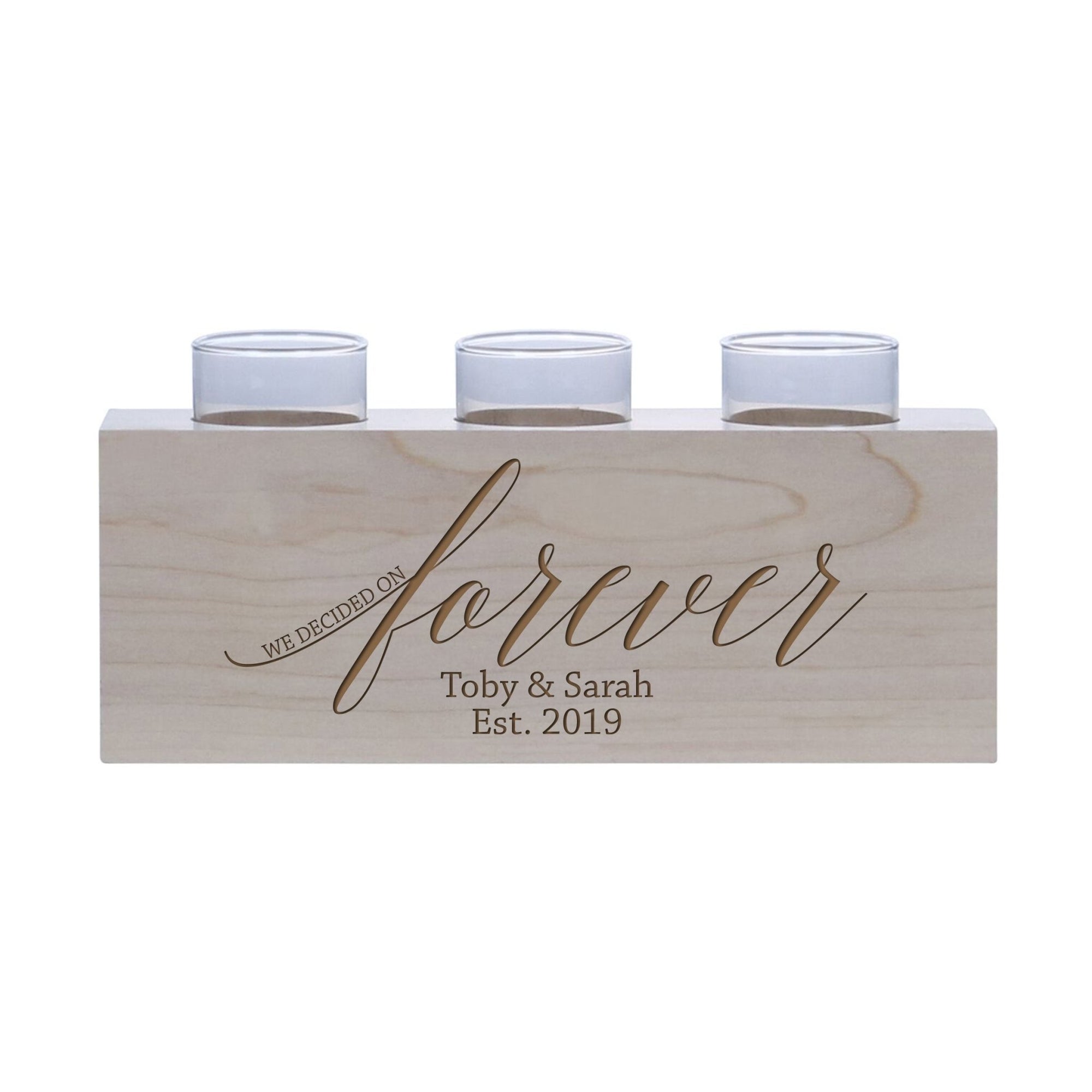 Personalized Handcrafted Wedding Maple Candle Holder - Forever - LifeSong Milestones