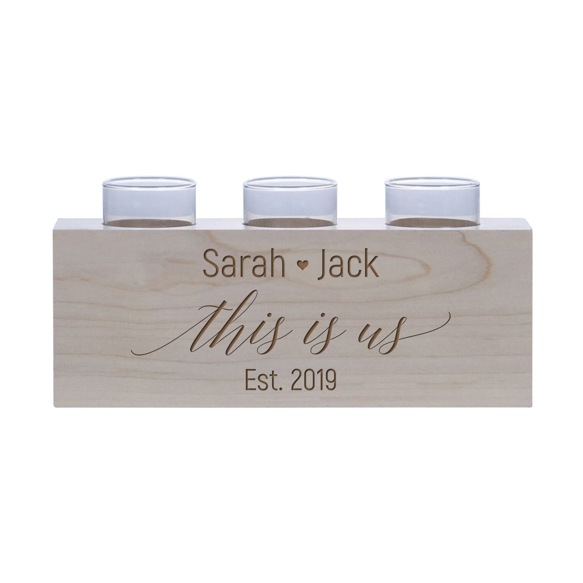 Personalized Handcrafted Wedding Maple Candle Holder - This Is Us - LifeSong Milestones