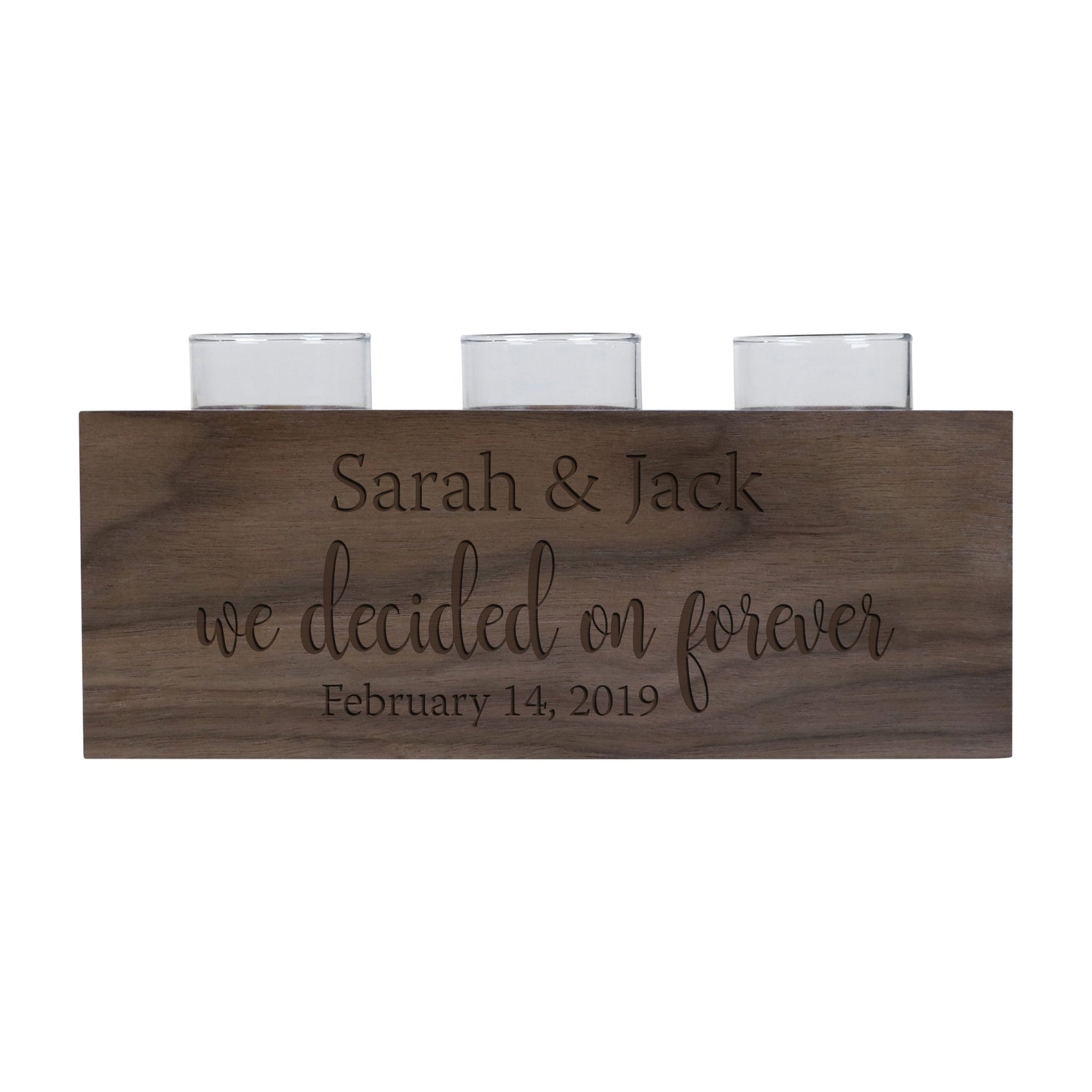 Personalized Handcrafted Wedding Walnut Candle Holder - We Decided - LifeSong Milestones