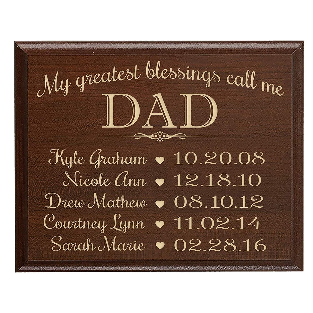 Personalized Hanging Wall Plaque For Dad - My Greatest Blessings - LifeSong Milestones