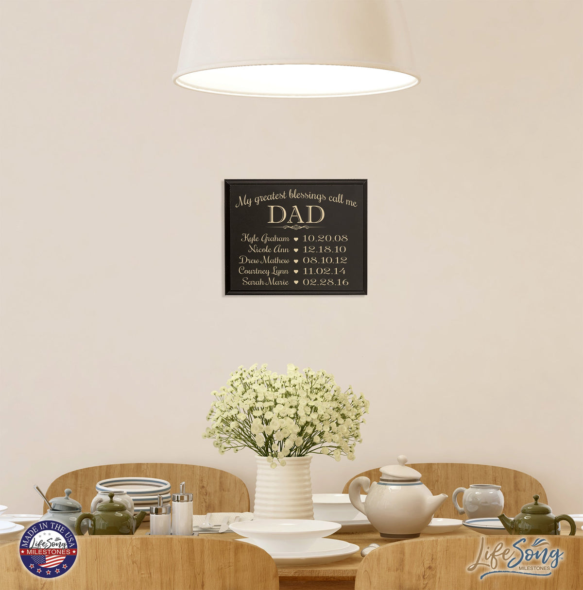 Personalized Hanging Wall Plaque For Dad - My Greatest Blessings - LifeSong Milestones