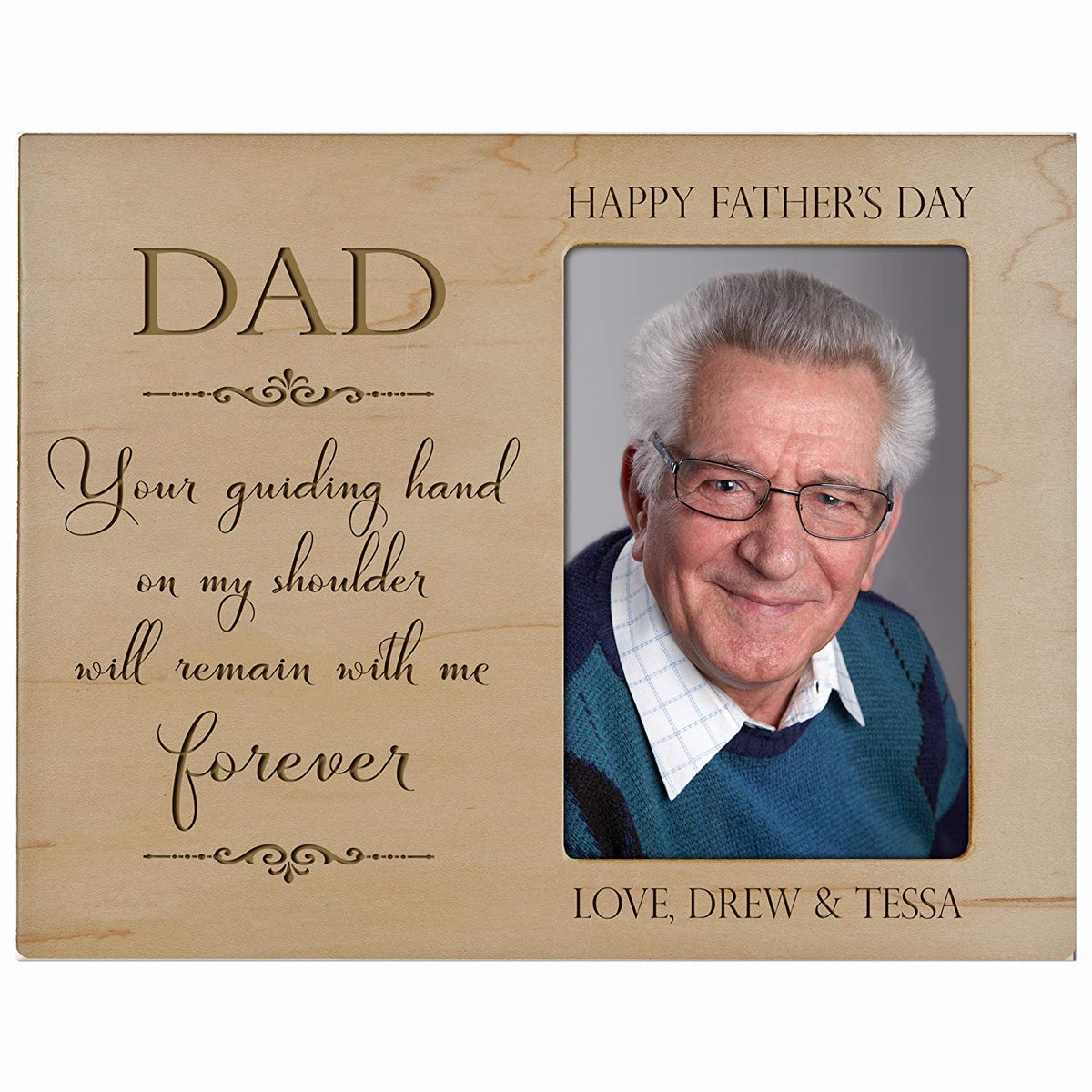 Personalized Happy Fathers Day Engraved Picture Frame - Guiding Hand - LifeSong Milestones