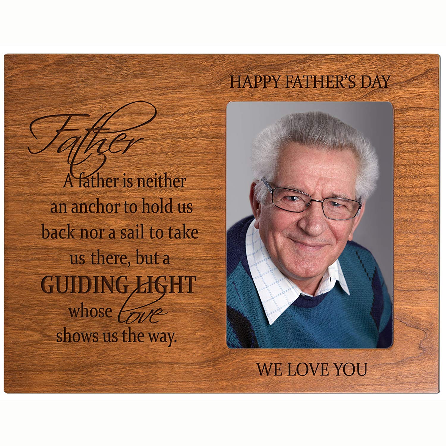 Personalized Happy Fathers Day Engraved Picture Frame - Guiding Light - LifeSong Milestones