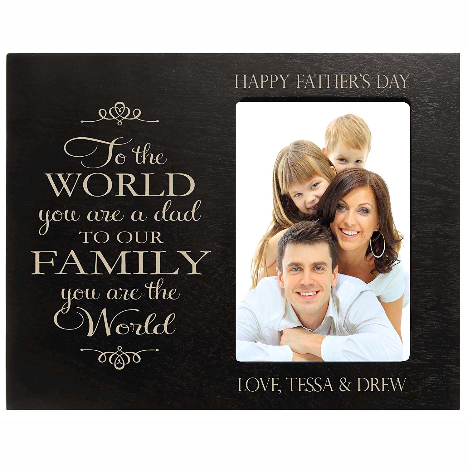 Personalized Happy Fathers Day Engraved Picture Frame - The World - LifeSong Milestones