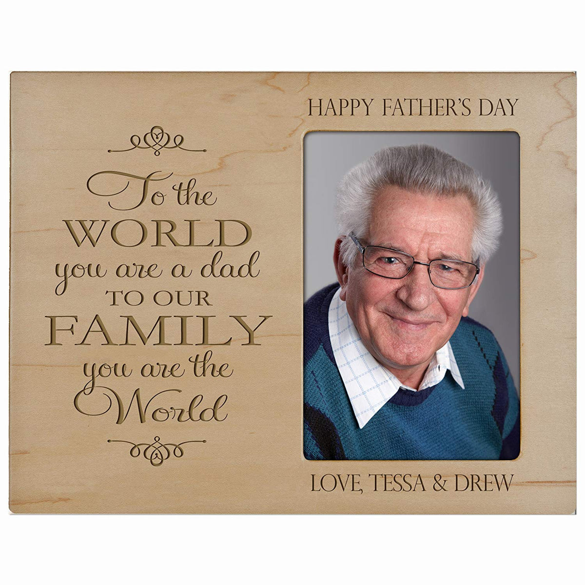 Personalized Happy Fathers Day Engraved Picture Frame - The World - LifeSong Milestones