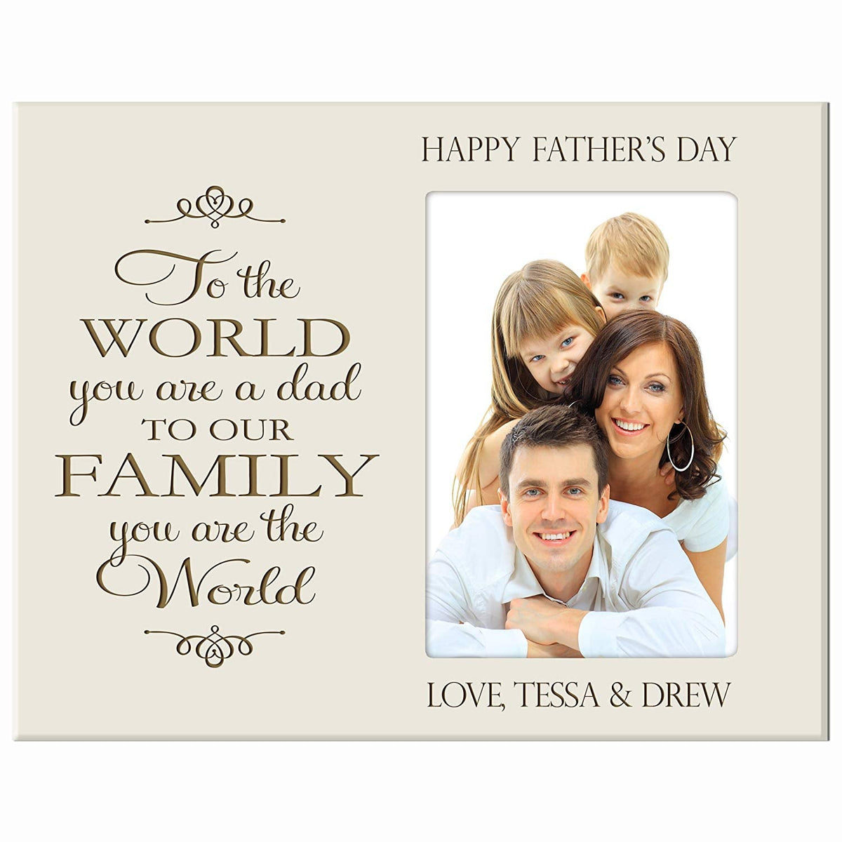Personalized Happy Fathers Day Engraved Picture Frame - The World - LifeSong Milestones