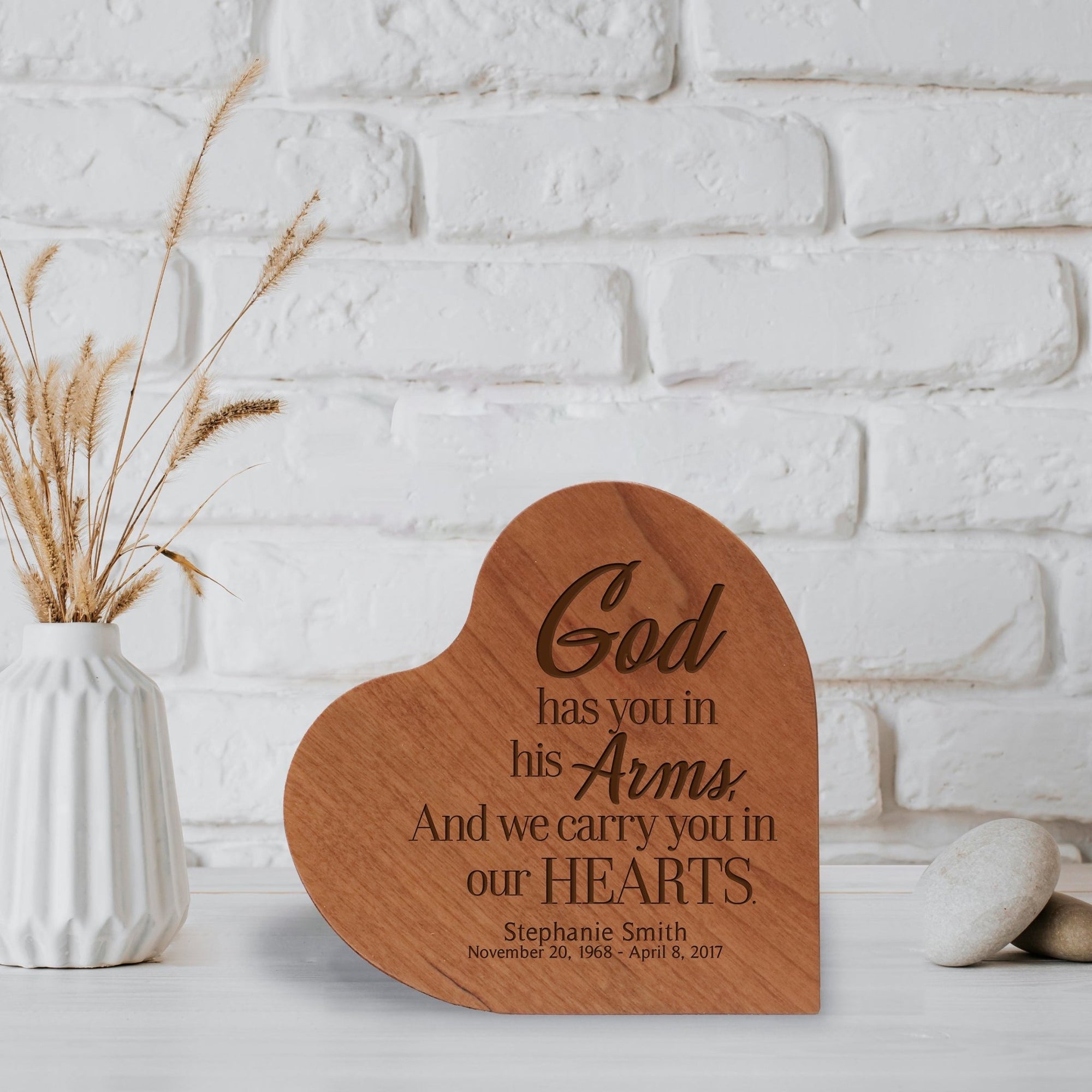 Personalized Heart Block Urn Human Ashes holds 16 cu.in - God Has You - LifeSong Milestones