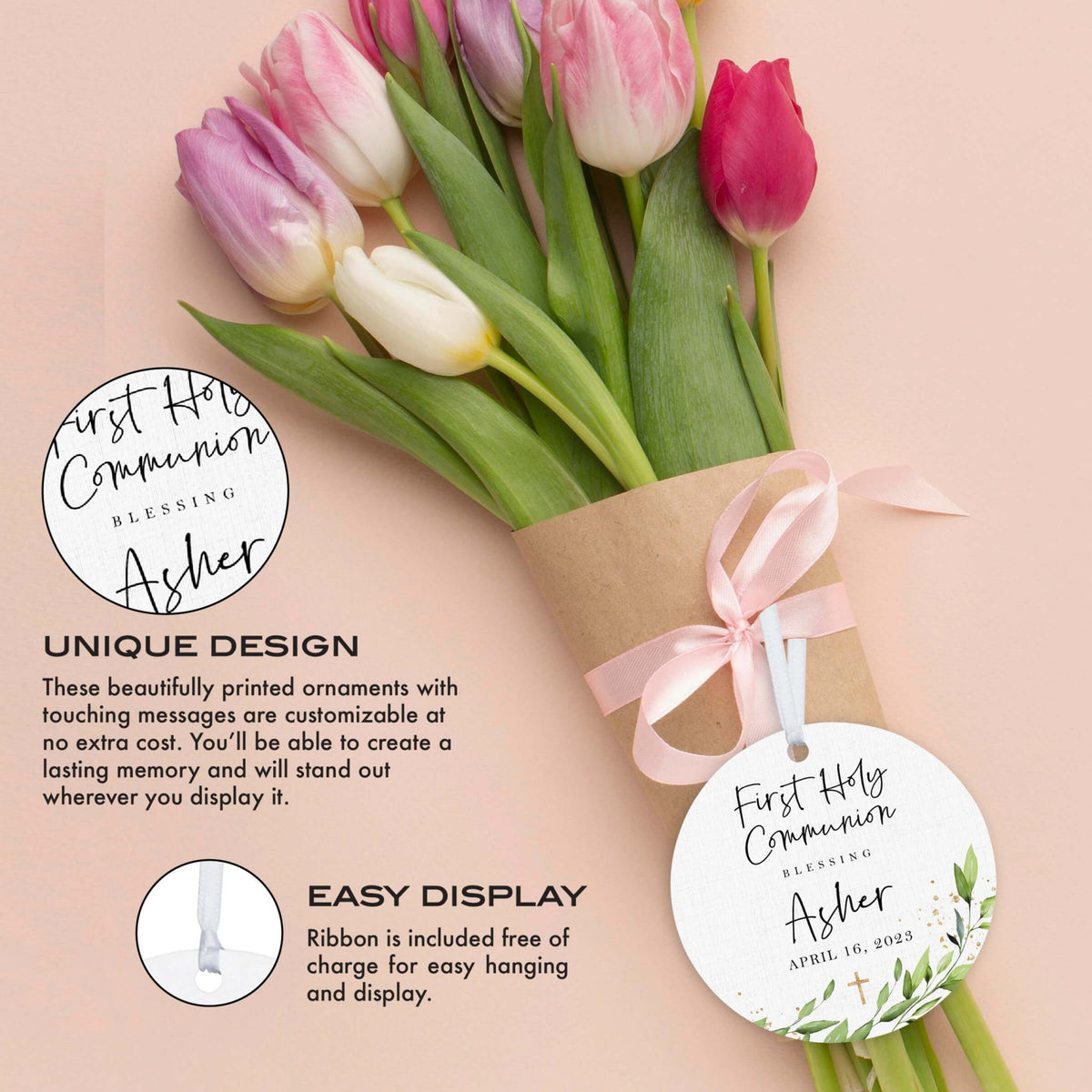 Personalized Holy Communion Wooden Ornament - May The Grace - LifeSong Milestones