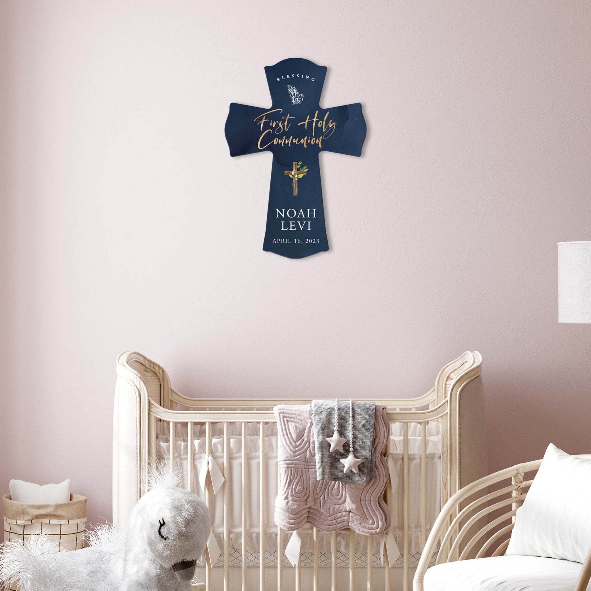 Personalized Holy Communion Wooden Wall Cross - LifeSong Milestones