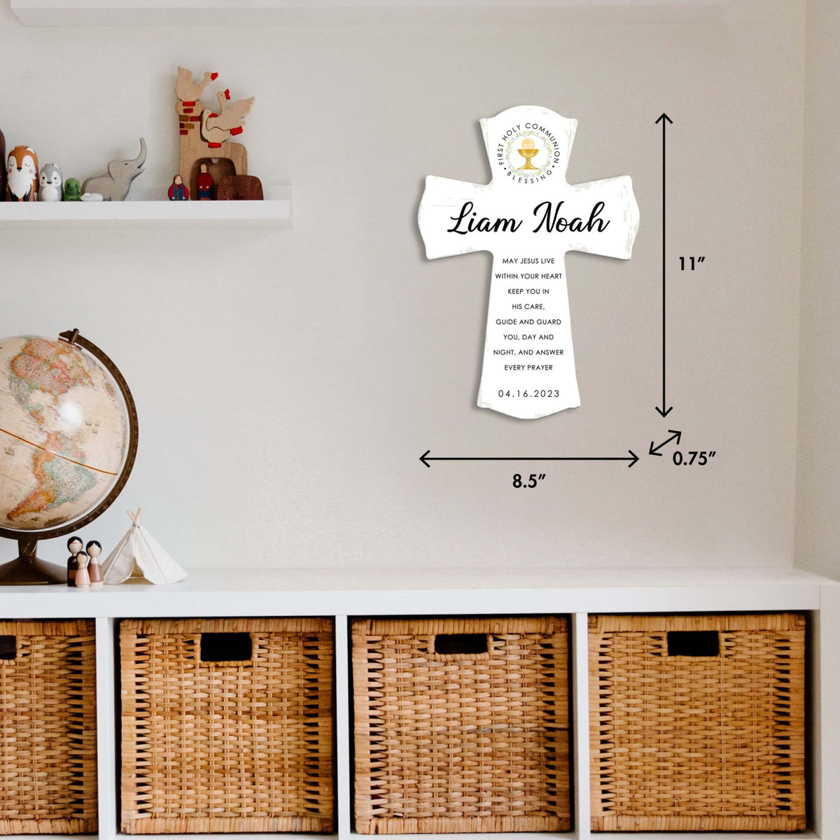 Personalized Holy Communion Wooden Wall Cross - LifeSong Milestones