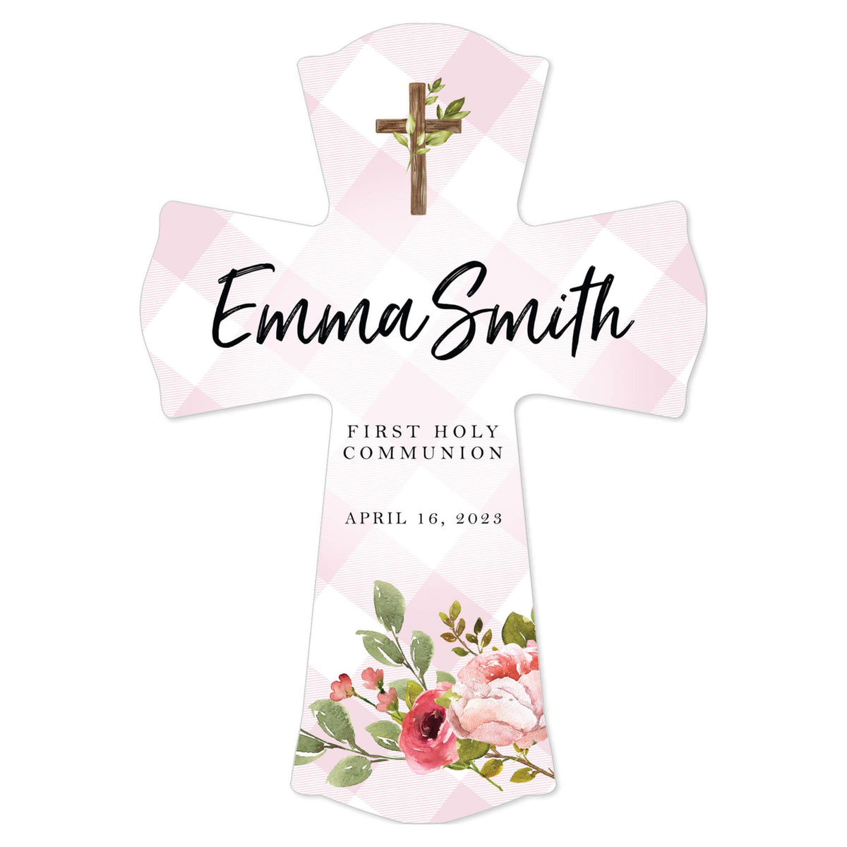 Personalized Holy Communion Wooden Wall Cross - LifeSong Milestones