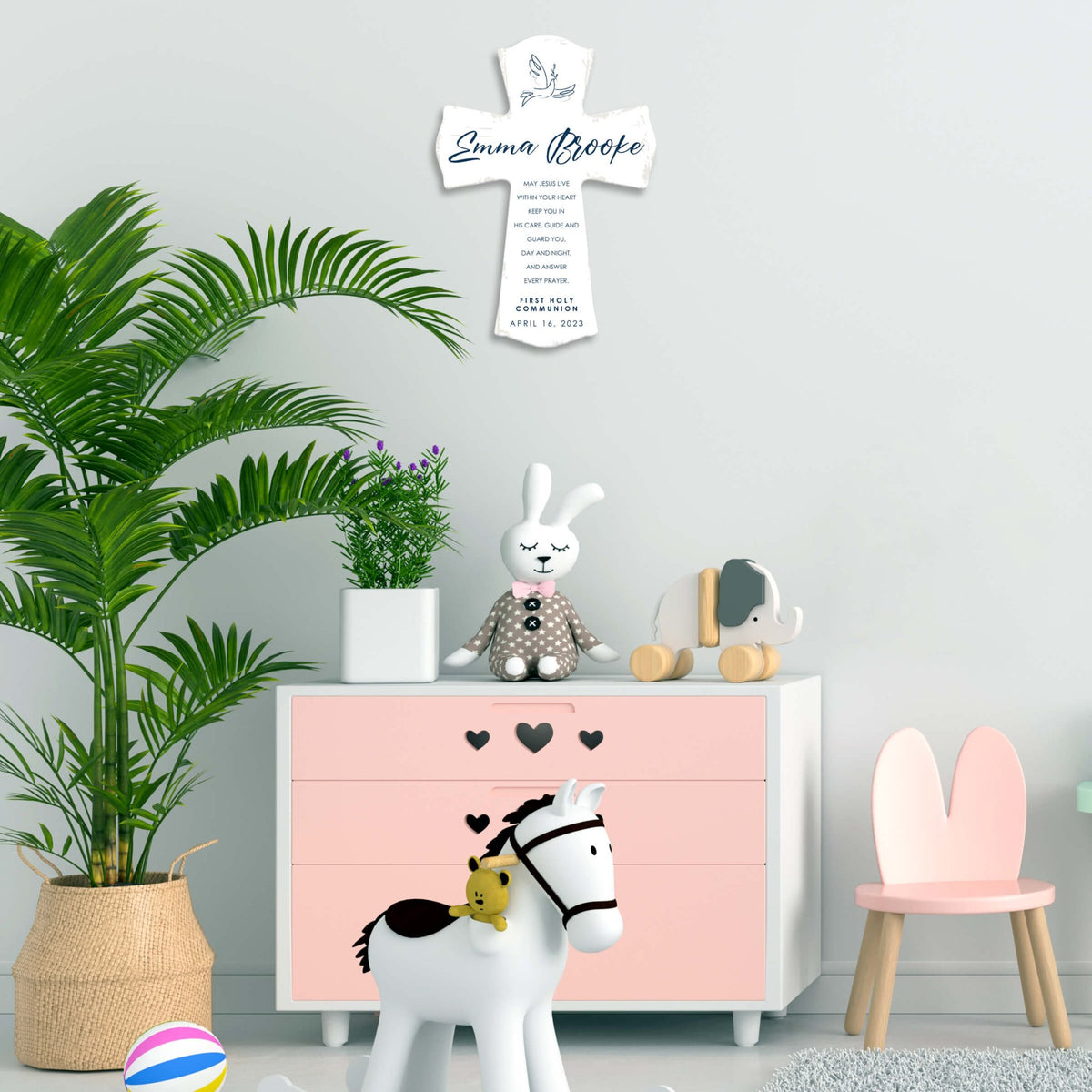 Personalized Holy Communion Wooden Wall Cross - LifeSong Milestones