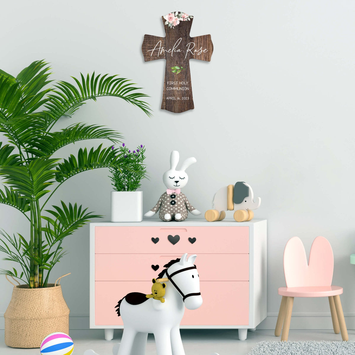 Personalized Holy Communion Wooden Wall Cross - LifeSong Milestones