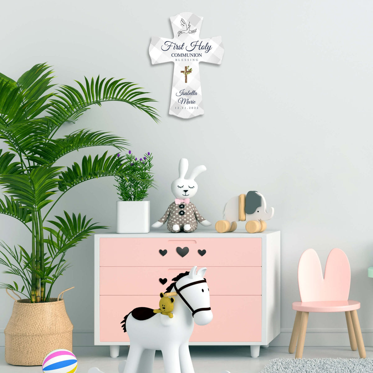 Personalized Holy Communion Wooden Wall Cross - LifeSong Milestones