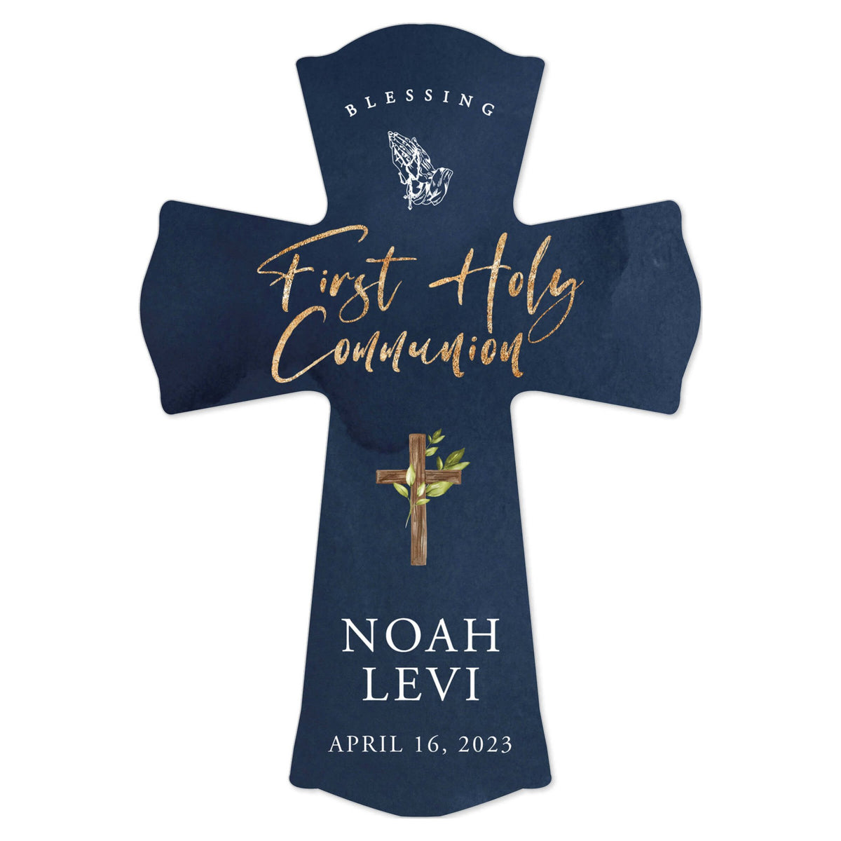 Personalized Holy Communion Wooden Wall Cross - LifeSong Milestones