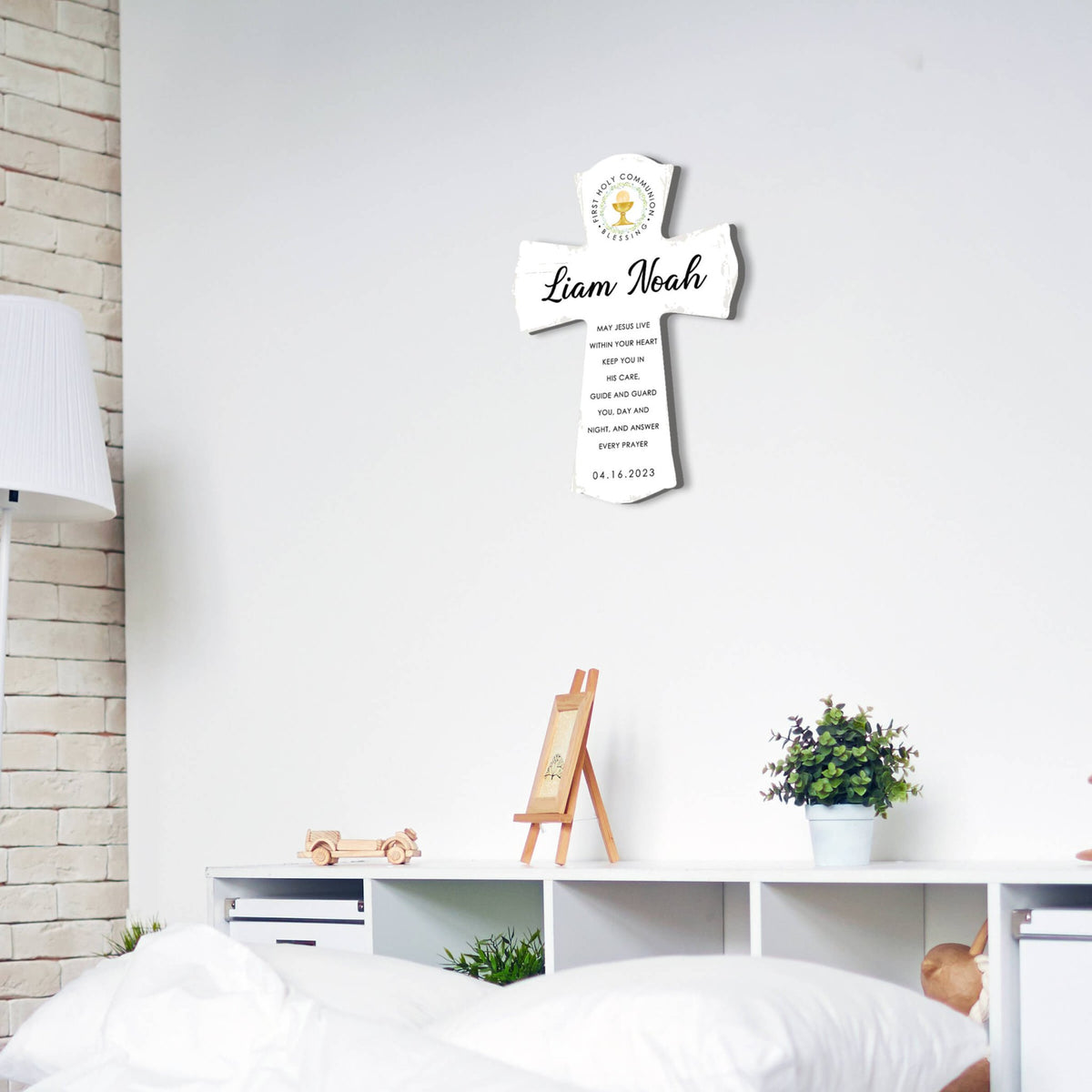 Personalized Holy Communion Wooden Wall Cross - LifeSong Milestones