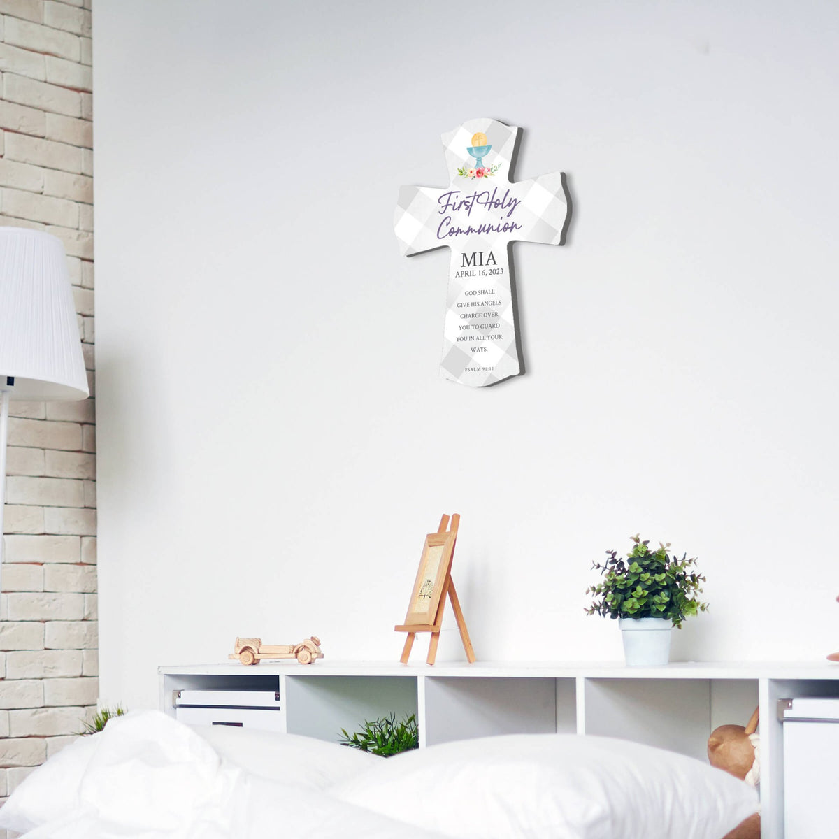 Personalized Holy Communion Wooden Wall Cross - LifeSong Milestones