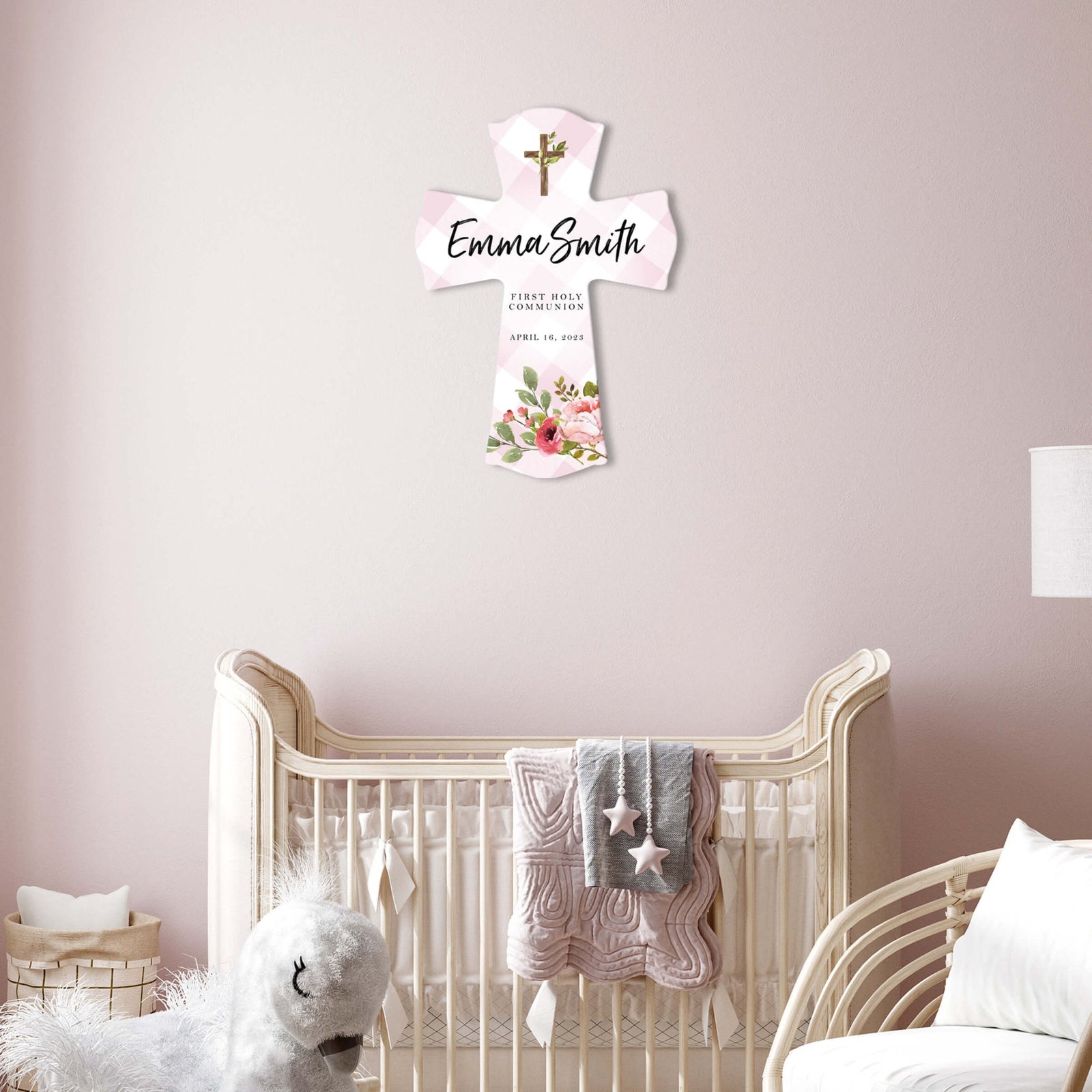 Personalized Holy Communion Wooden Wall Cross - LifeSong Milestones