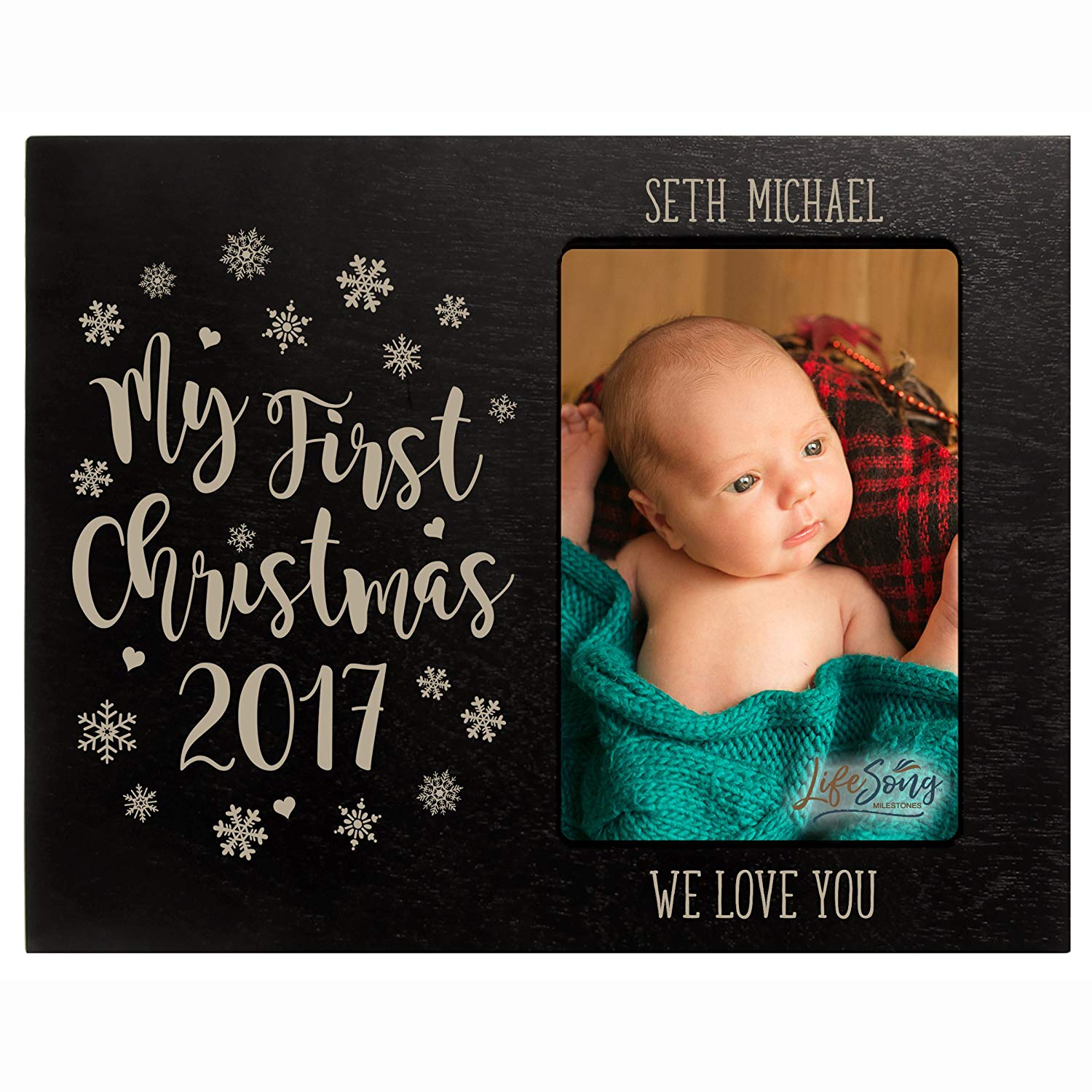 Personalized Home Baby's First Christmas Photo Frame Holds 4x6 Photograph - LifeSong Milestones