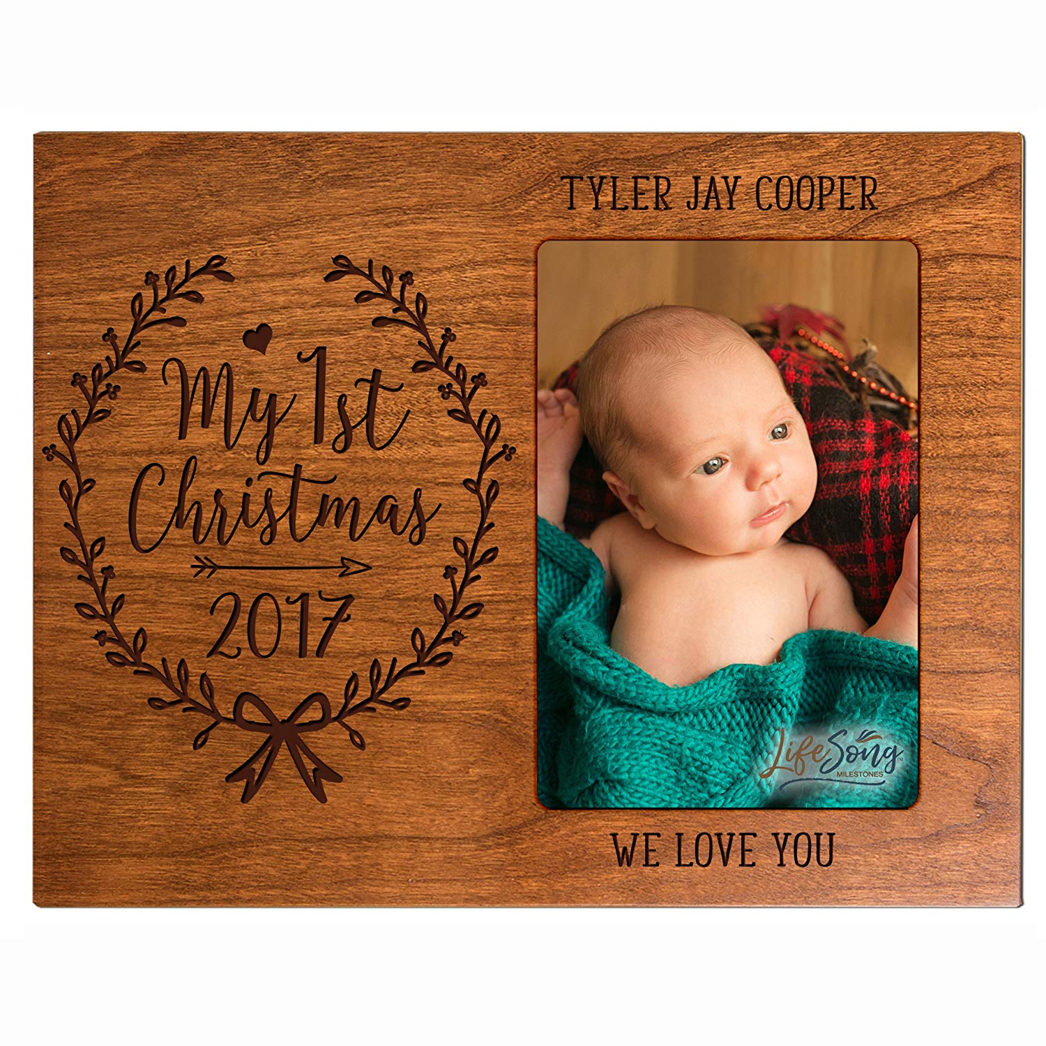 Personalized Home Christmas Arrow Design Photo Frame Holds 4x6 Photograph - LifeSong Milestones