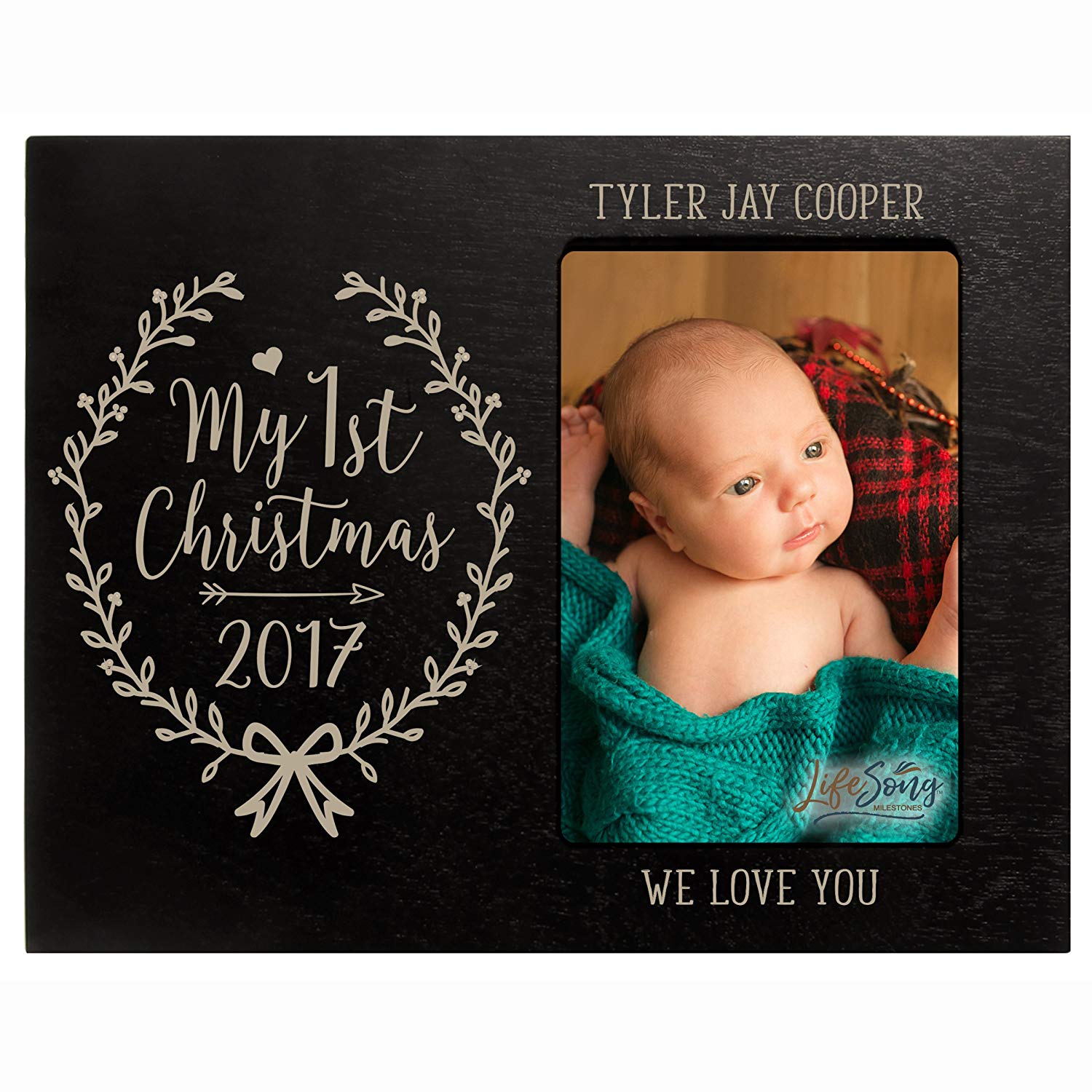Personalized Home Christmas Arrow Design Photo Frame Holds 4x6 Photograph - LifeSong Milestones