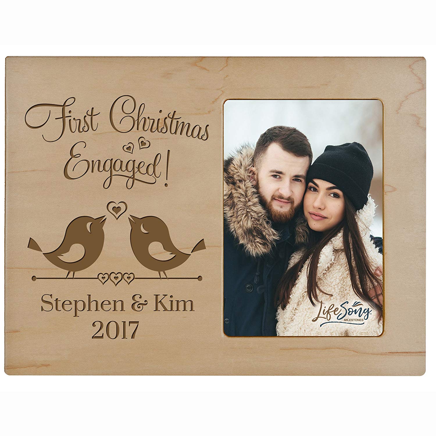 Personalized Home Christmas Bird Design Photo Frame Holds 4x6 Photograph - LifeSong Milestones