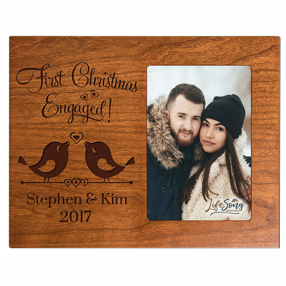 Personalized Home Christmas Bird Design Photo Frame Holds 4x6 Photograph - LifeSong Milestones
