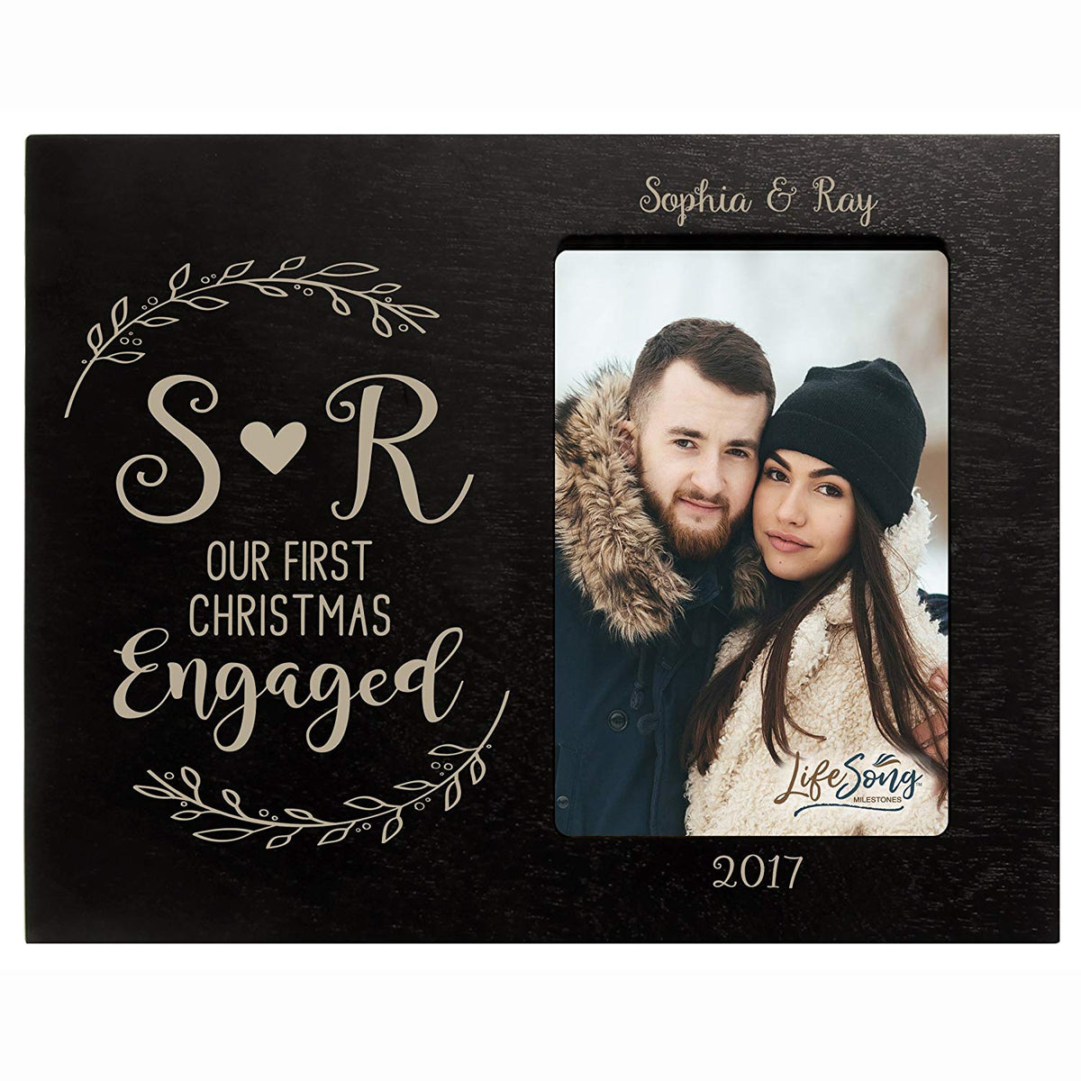 Personalized Home Christmas Initial Design Photo Frame Holds 4x6 Photograph - LifeSong Milestones