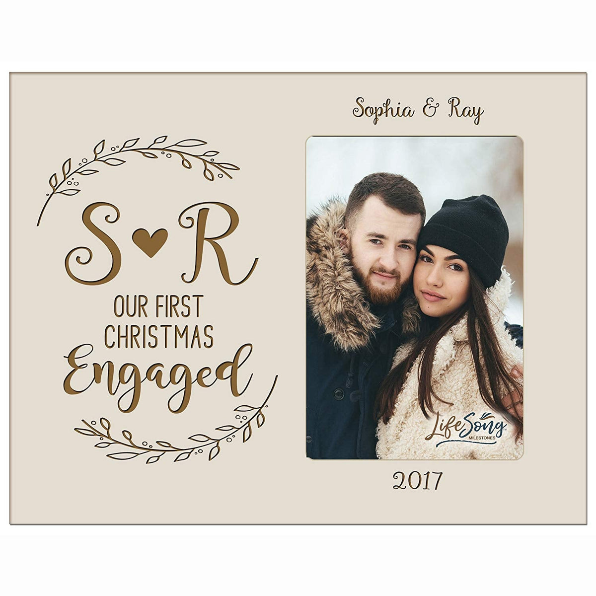 Personalized Home Christmas Initial Design Photo Frame Holds 4x6 Photograph - LifeSong Milestones