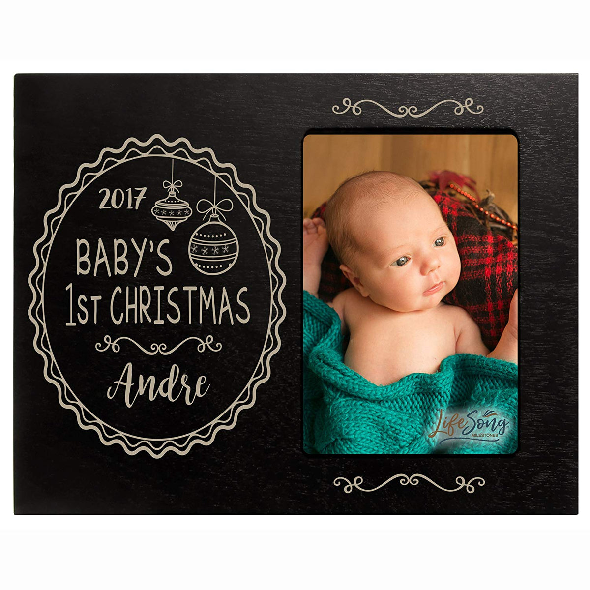 Personalized Home Christmas Ornament Design Photo Frame Holds 4x6 Photograph - LifeSong Milestones