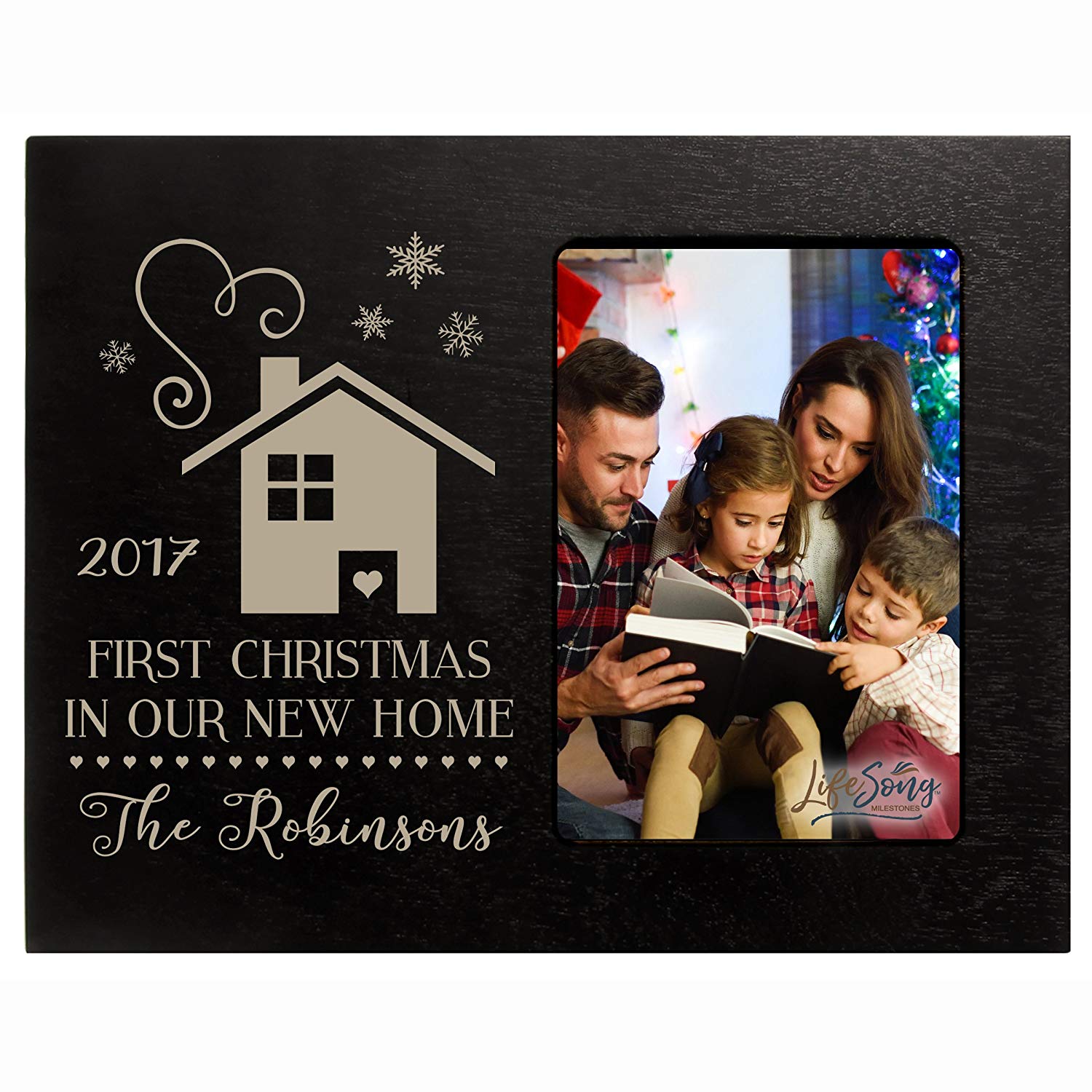 Personalized Home Christmas Photo Frame Holds 4x6 Photograph - LifeSong Milestones