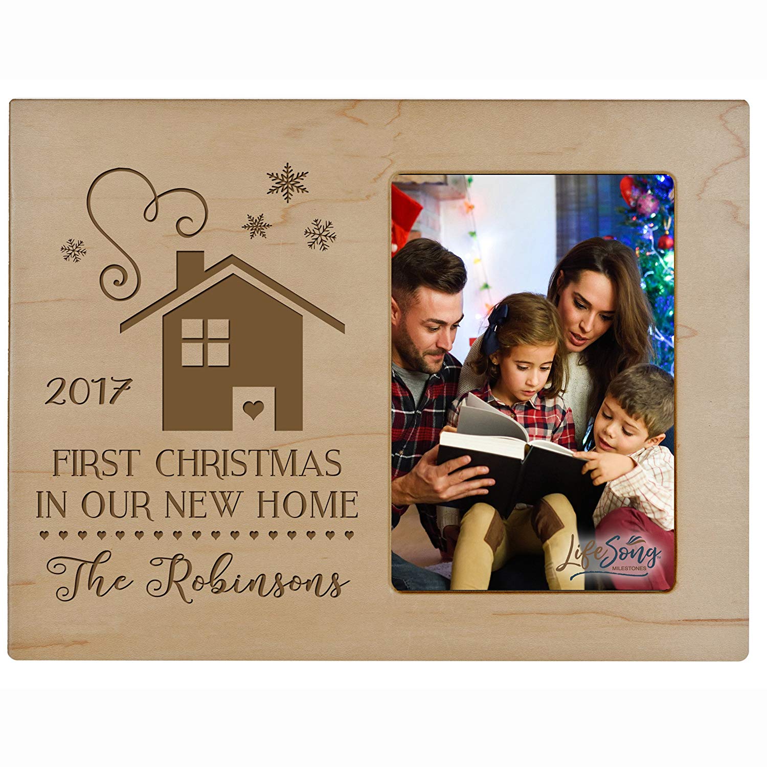 Personalized Home Christmas Photo Frame Holds 4x6 Photograph - LifeSong Milestones