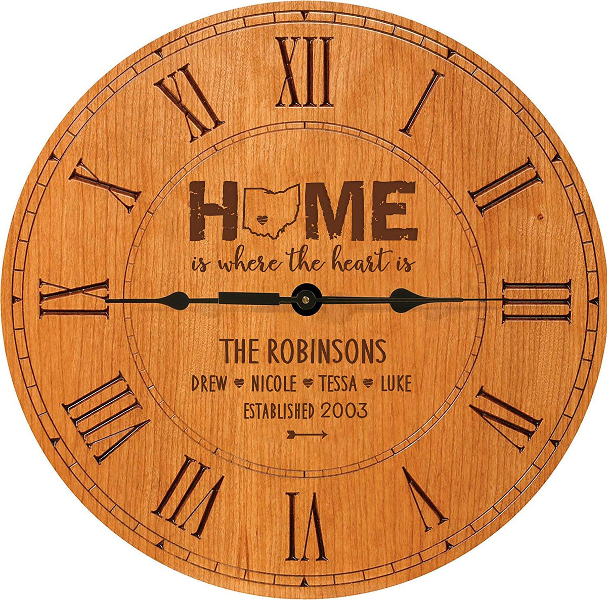 Personalized Home Roman Clock Gift - Home Is Where The Heart Is - LifeSong Milestones
