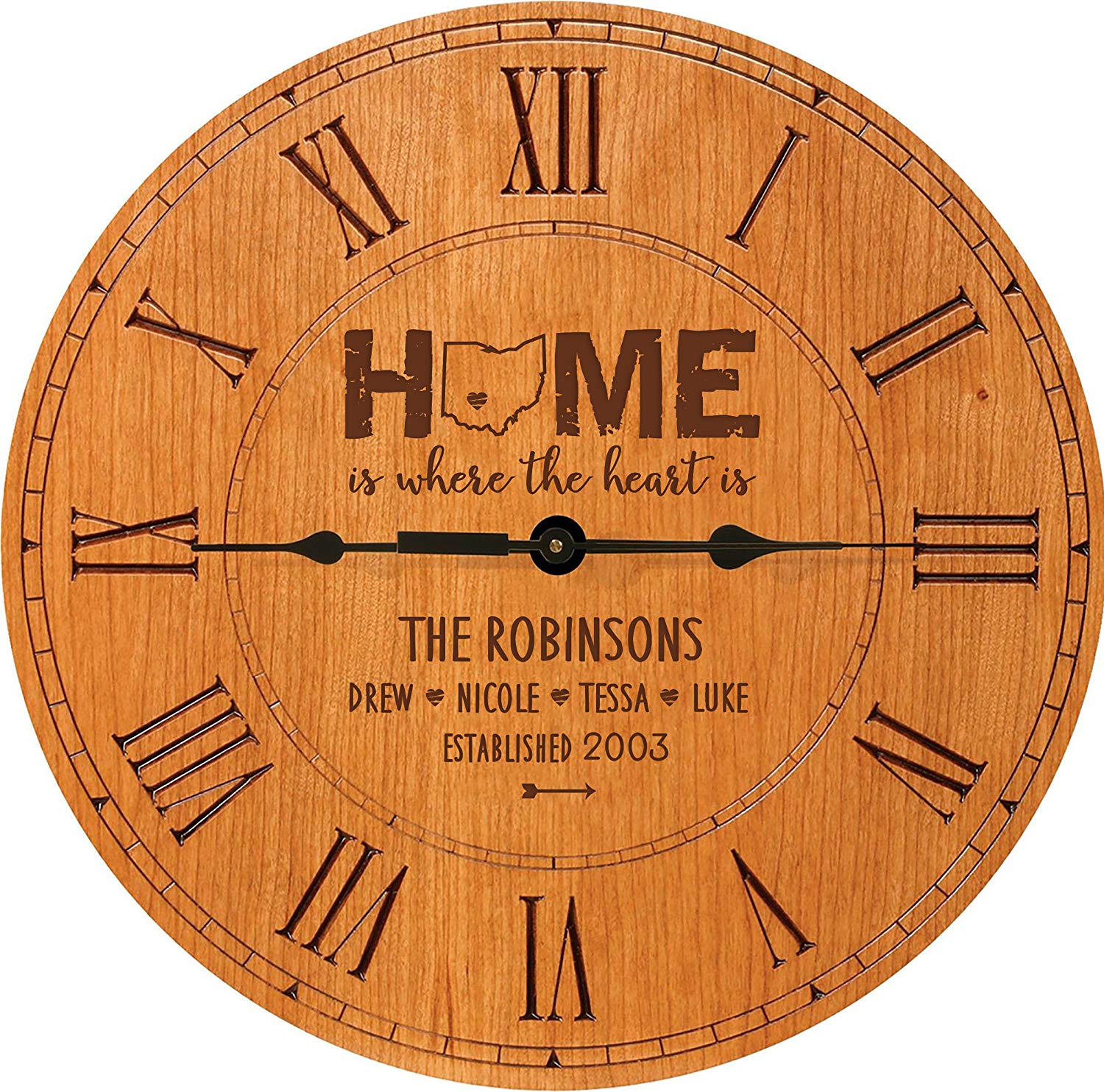 Personalized Home Roman Clock Gift - Home Is Where The Heart Is - LifeSong Milestones
