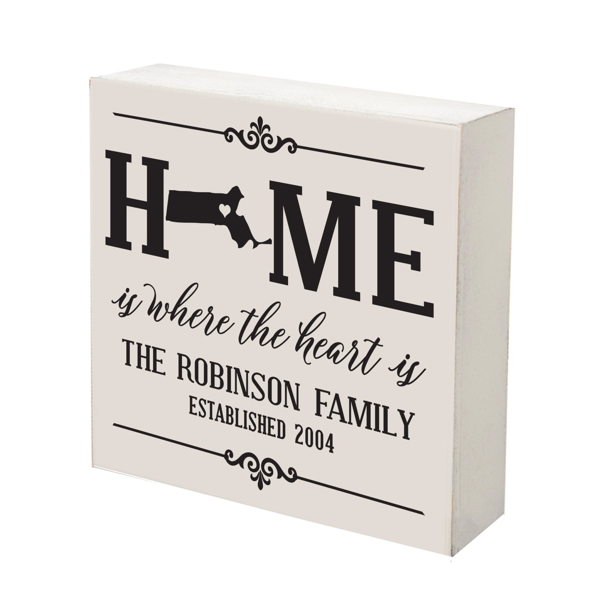 Personalized Home State Shadow Box 6x6 - Massachusetts - LifeSong Milestones