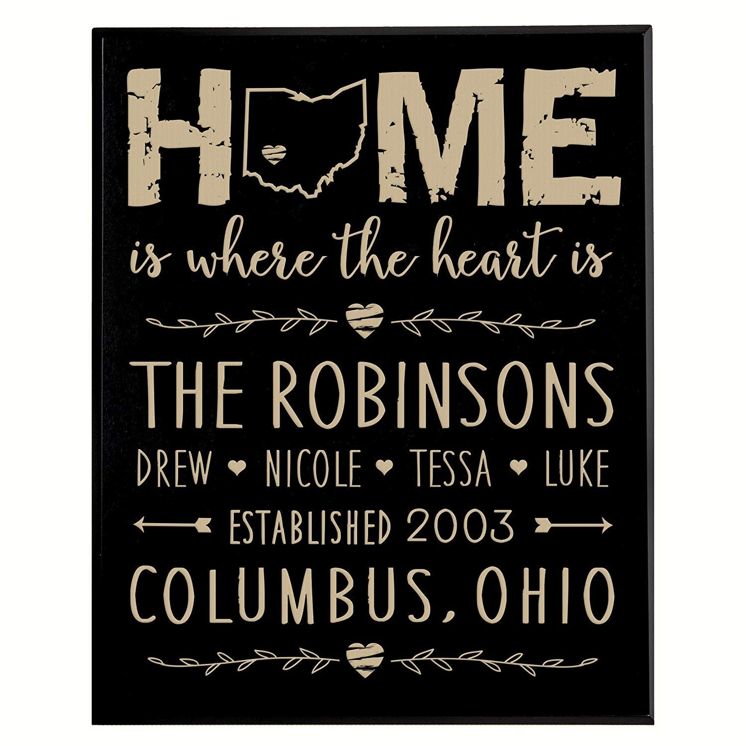 Personalized Home Wall Plaque - Home Is Where The Heart Is - LifeSong Milestones