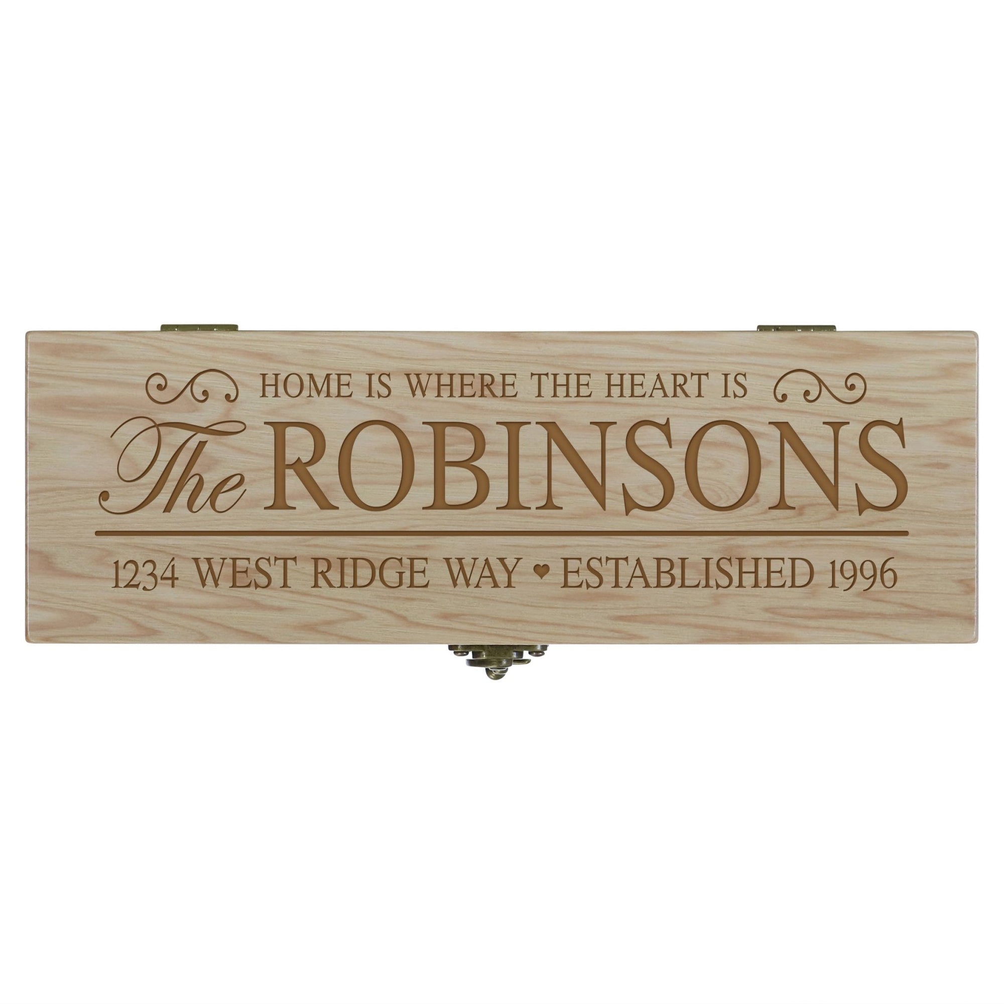 Personalized Home Wine Box with Latch - Home is Where - LifeSong Milestones