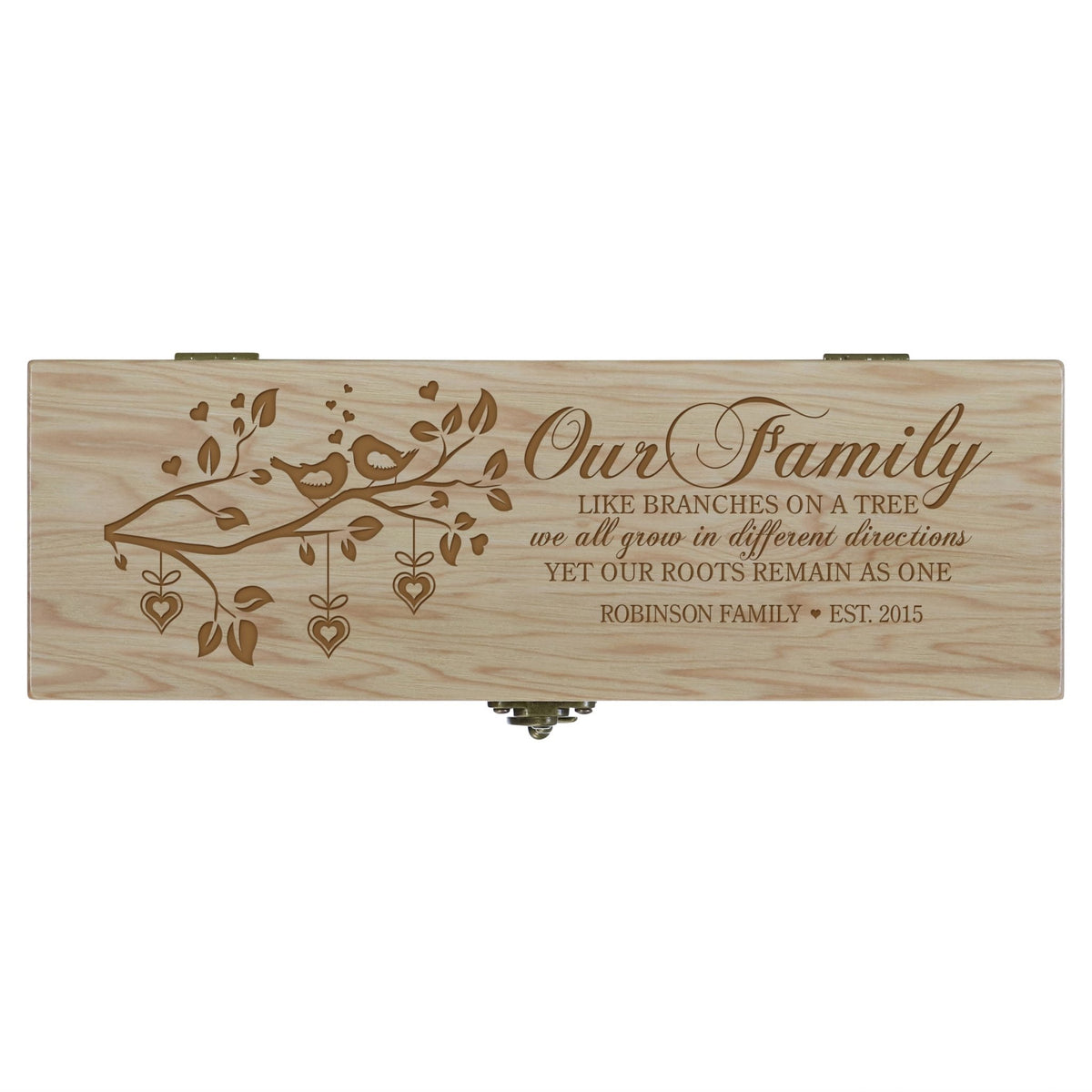 Personalized Home Wine Box with Latch - Our Family Like Branches - LifeSong Milestones