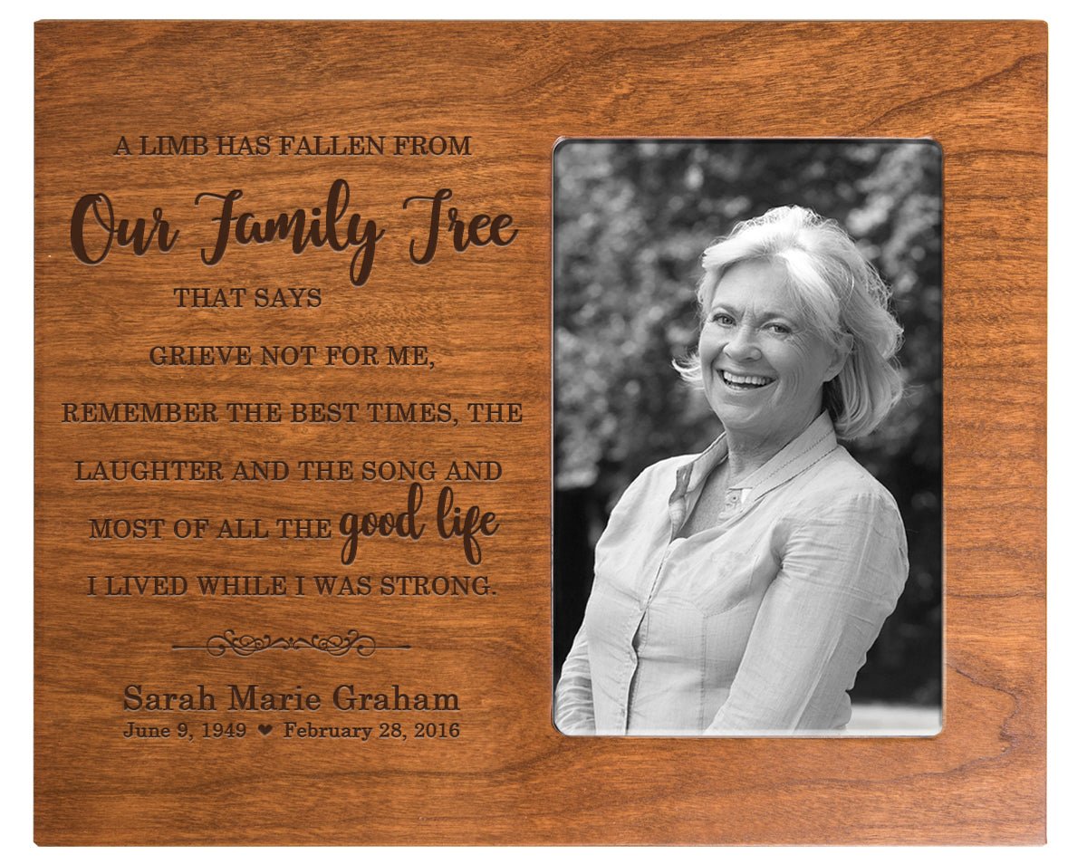 Personalized Horizontal 8x10 Wooden Memorial Picture Frame Holds 4x6 Photo - A Limb Has Fallen - LifeSong Milestones