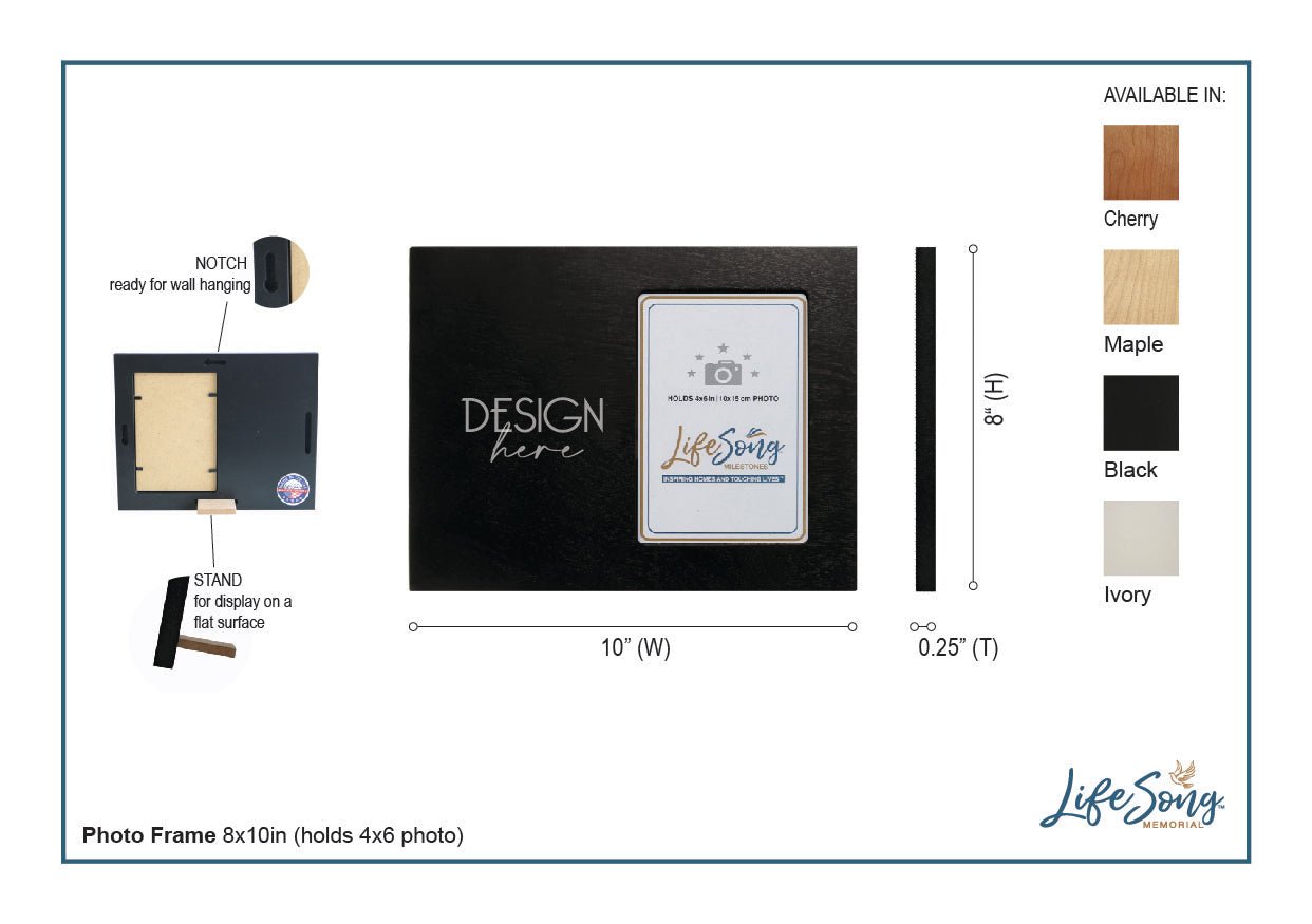 Personalized Horizontal 8x10 Wooden Memorial Picture Frame Holds 4x6 Photo - A Limb Has Fallen (Black) - LifeSong Milestones