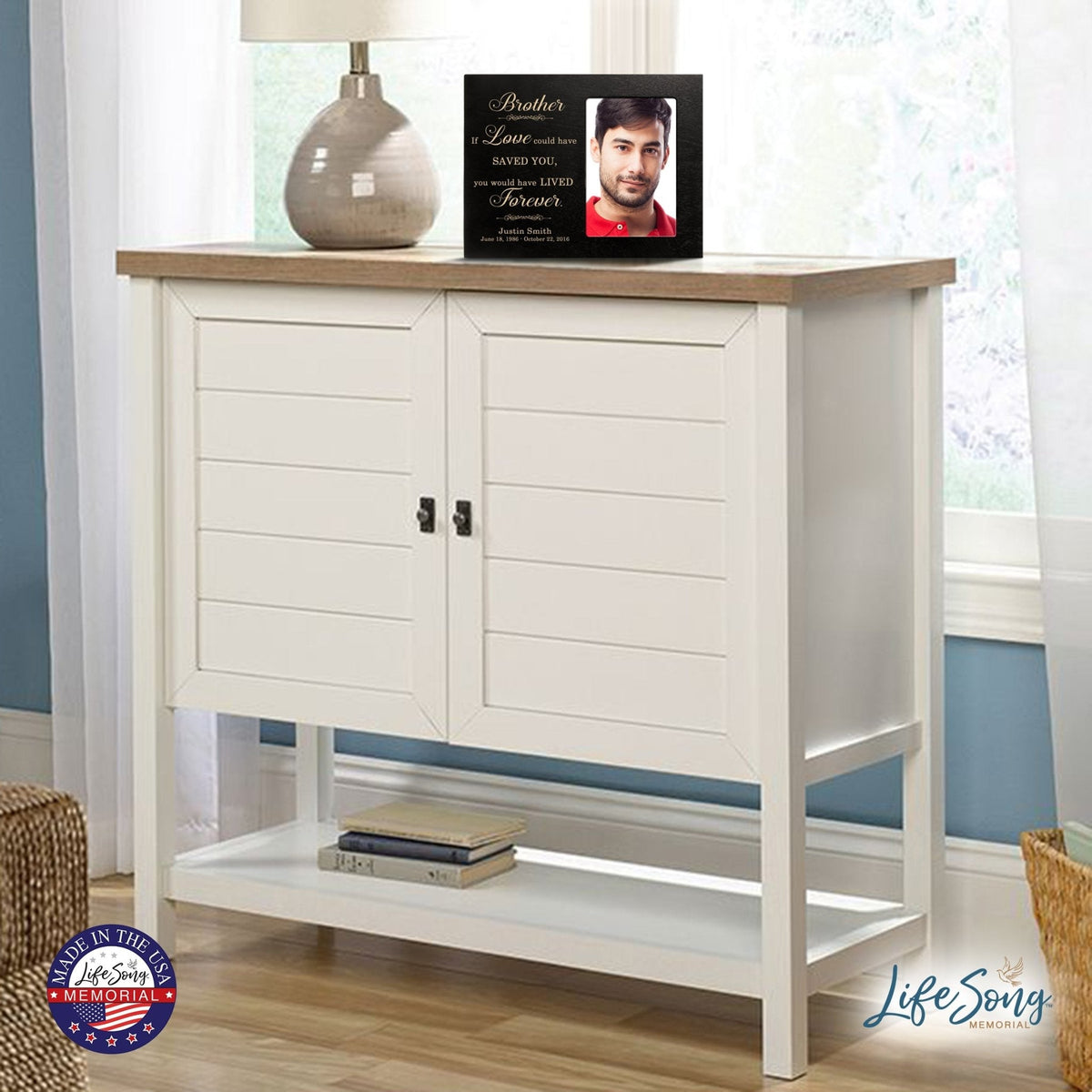 Personalized Horizontal 8x10 Wooden Memorial Picture Frame Holds 4x6 Photo - Brother, If Love Could - LifeSong Milestones