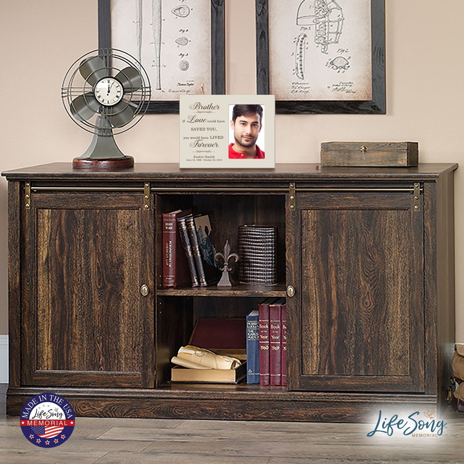 Personalized Horizontal 8x10 Wooden Memorial Picture Frame Holds 4x6 Photo - Brother, If Love Could - LifeSong Milestones