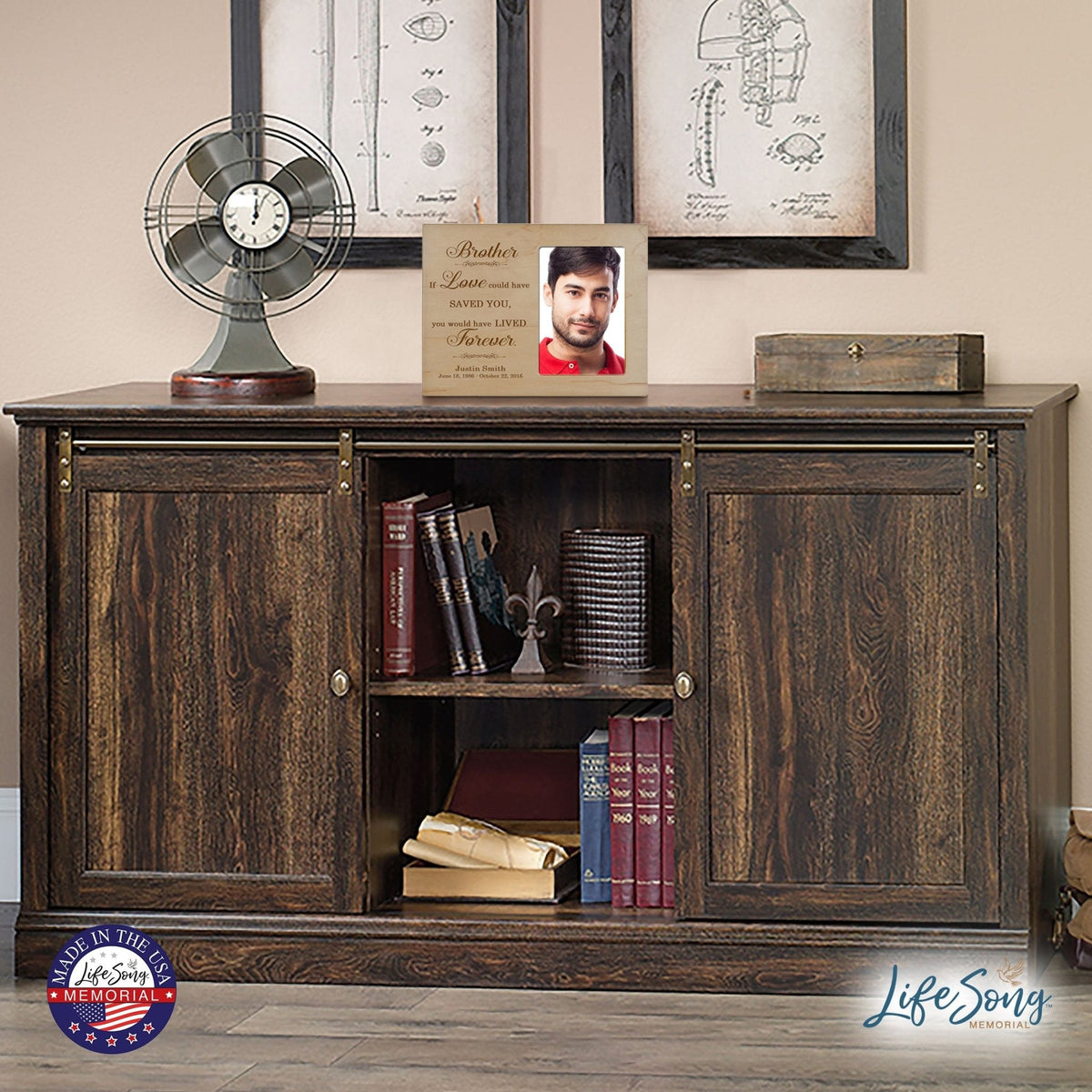 Personalized Horizontal 8x10 Wooden Memorial Picture Frame Holds 4x6 Photo - Brother, If Love Could - LifeSong Milestones