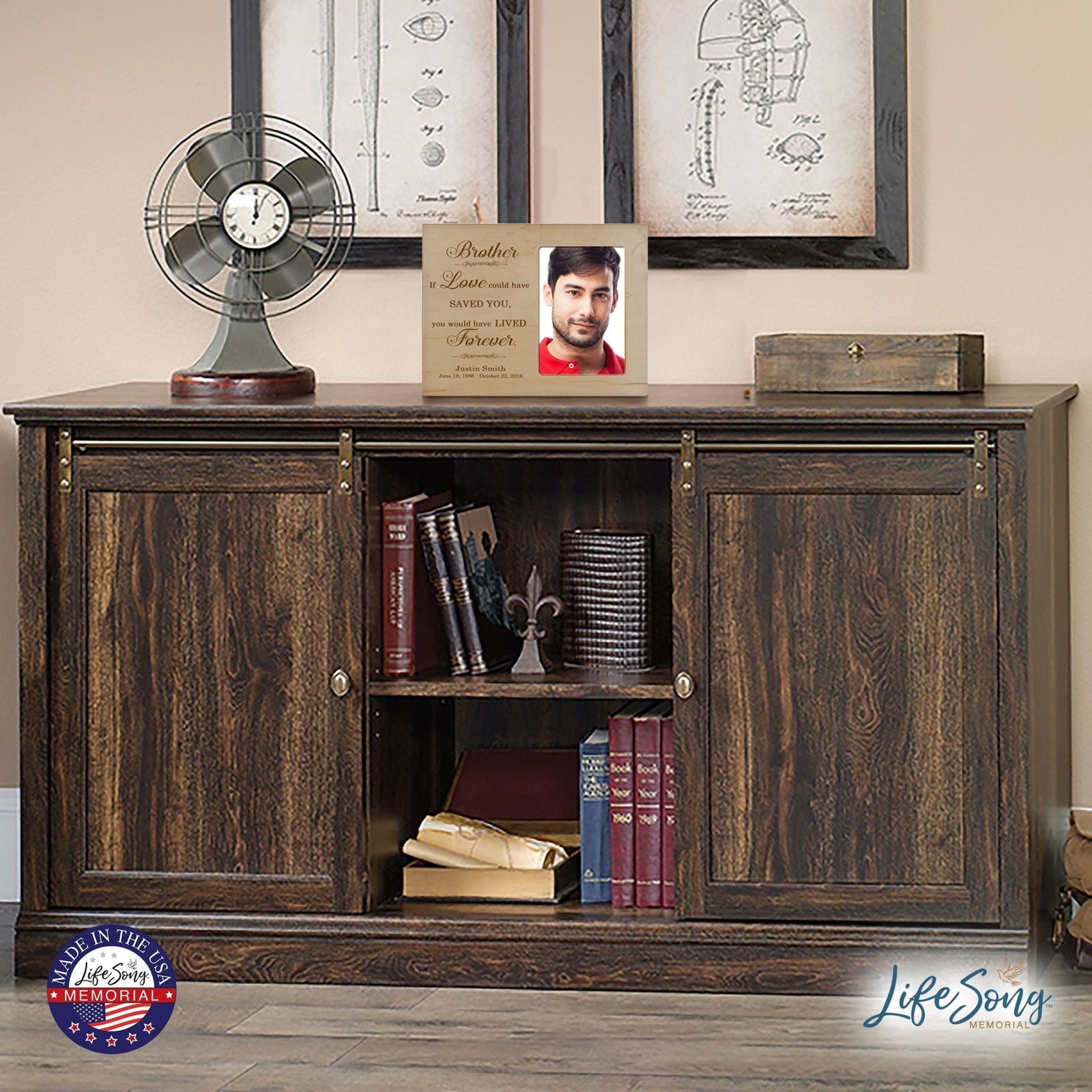 Personalized Horizontal 8x10 Wooden Memorial Picture Frame Holds 4x6 Photo - Brother, If Love Could - LifeSong Milestones