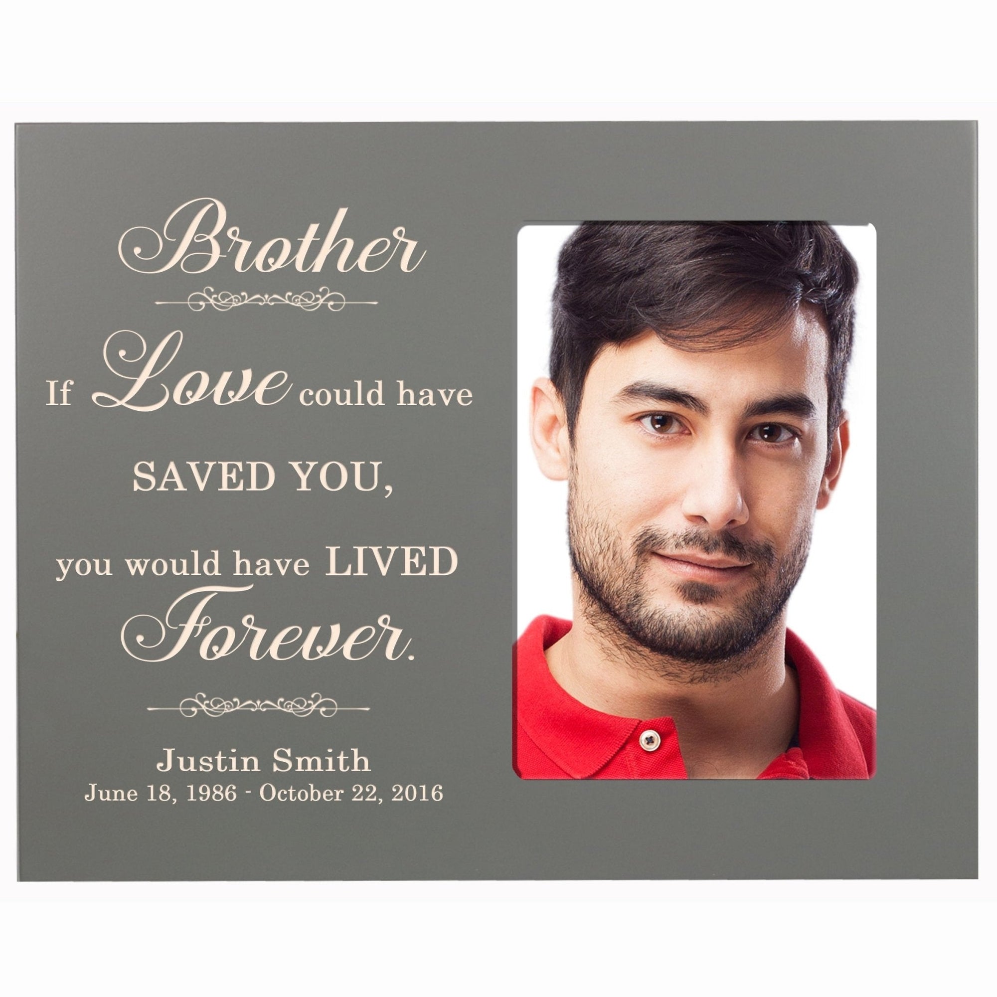 Personalized Horizontal 8x10 Wooden Memorial Picture Frame Holds 4x6 Photo - Brother, If Love Could - LifeSong Milestones